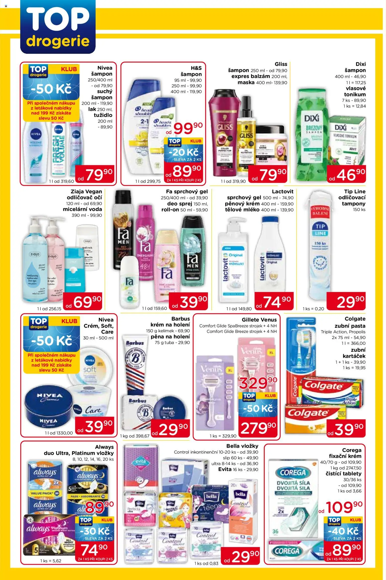 Top drogerie leták od 16.04.2026 | Strana: 2 | Produkty: Sprchový gel, Tuba, Vložky, Tampony