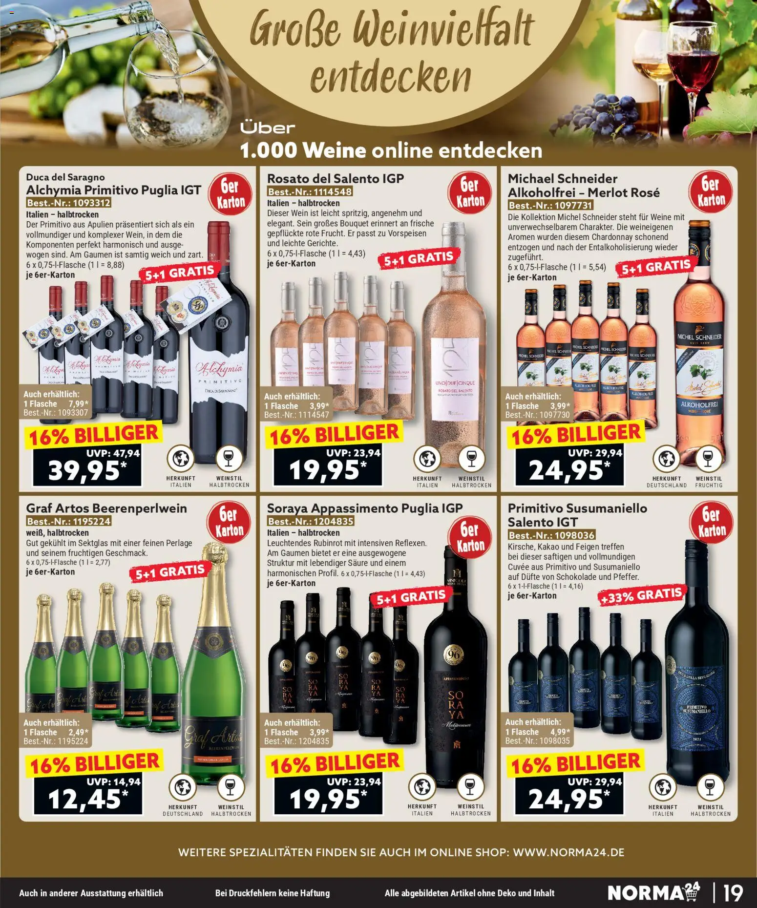 Norma Bestellmagazin Februar 2026 – gültig ab 01.02.2026 | Seite: 19 | Produkte: Schokolade, Merlot, Wein