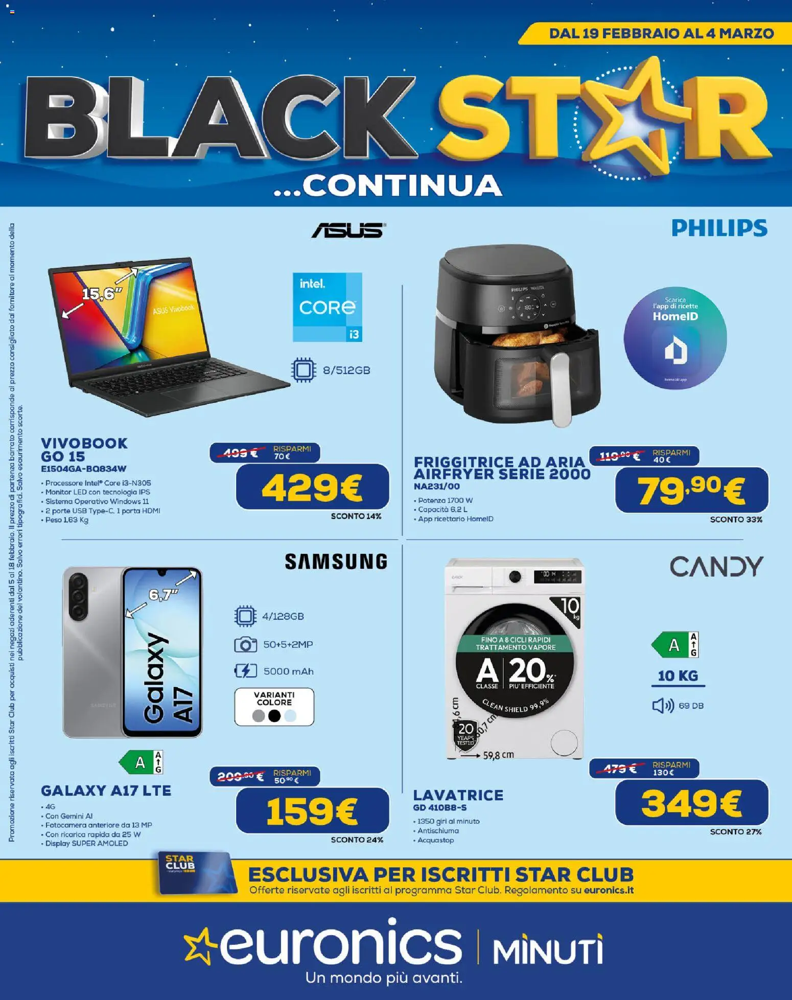 Volantino Euronics del 19.02.2026 | Pagina: 1 | Prodotti: Monitor, Friggitrice ad aria, USB, Samsung