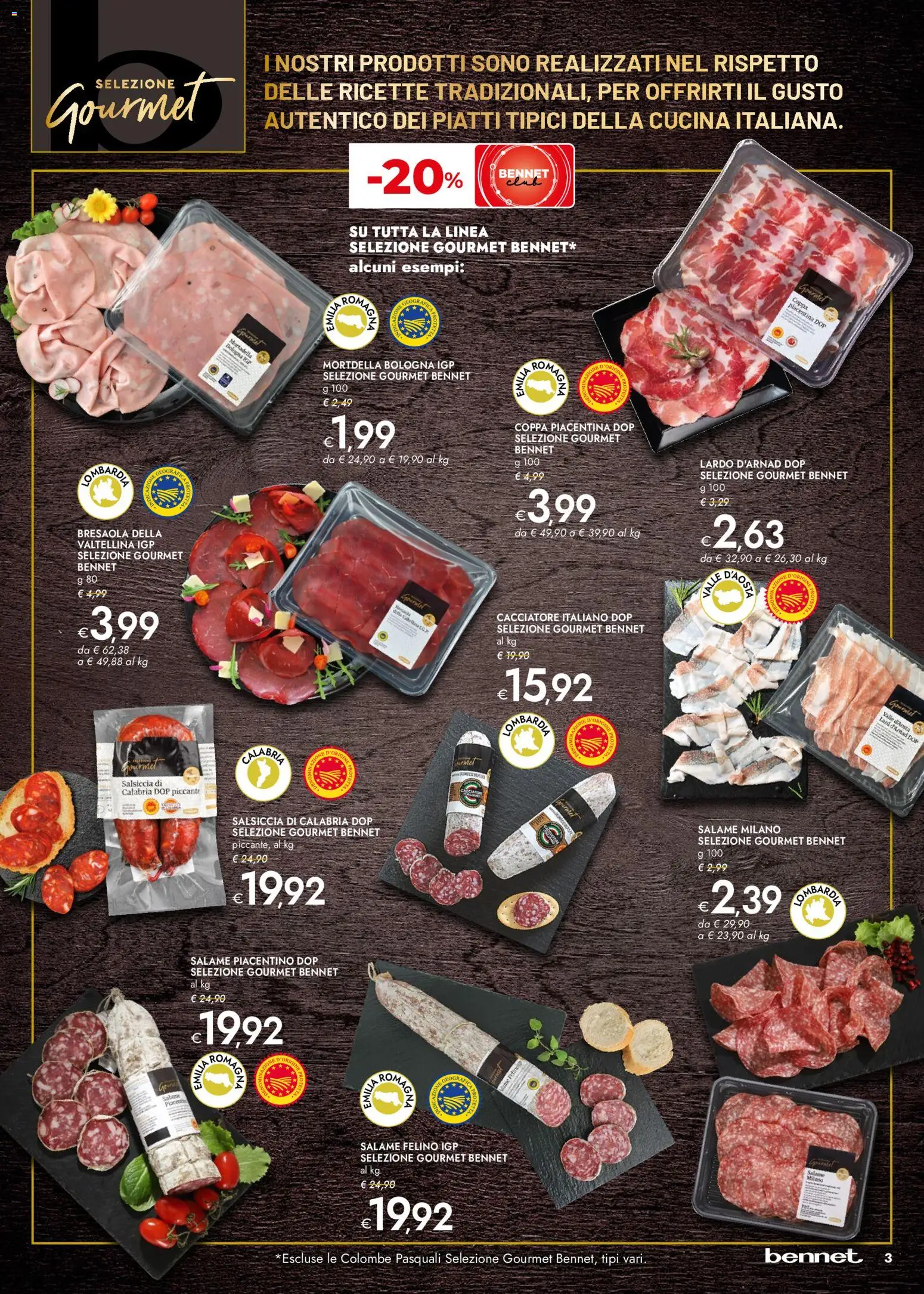 Volantino bennet volantino Gourmet del 19.03.2026 | Pagina: 3 | Prodotti: Salame, Bresaola, Salsiccia, Mortadella