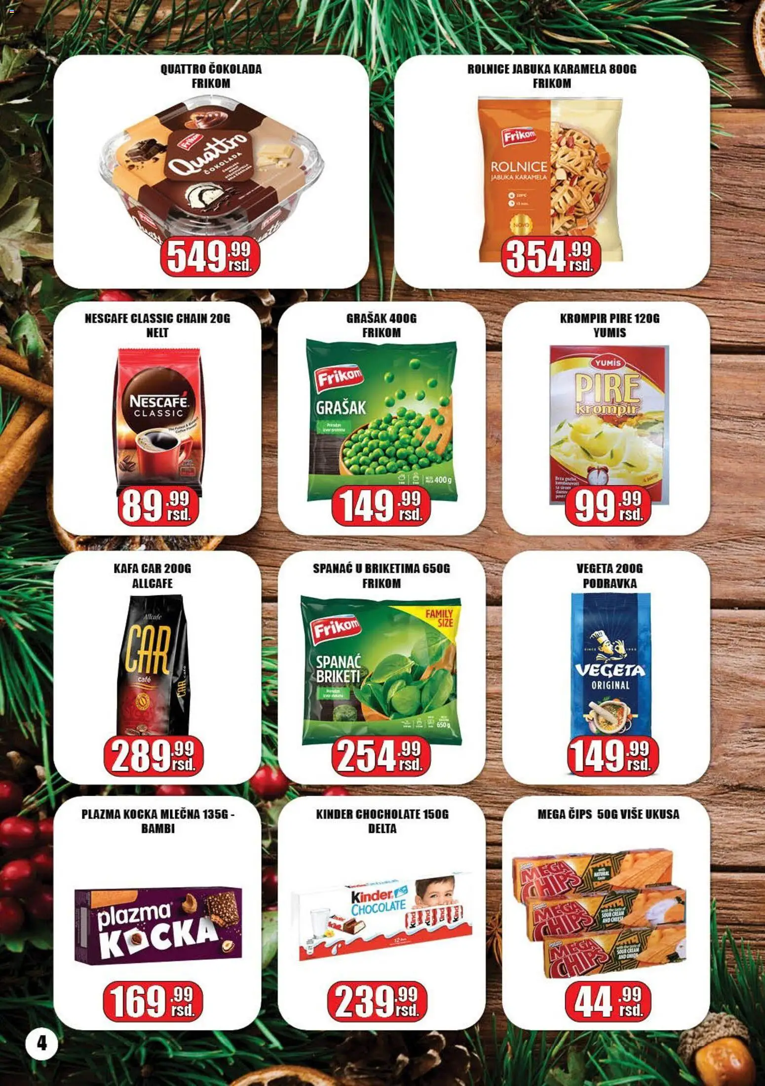 Gala MARKET katalog - važi od 05.01.2026 | Strana: 4 | Proizvode: Spanać, Grašak, Krompir, Nescafé