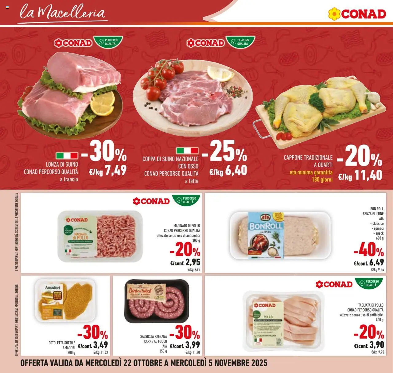Volantino Conad del 22.10.2025 | Pagina: 32 | Prodotti: Speck, Suino, Salsiccia, Macinato