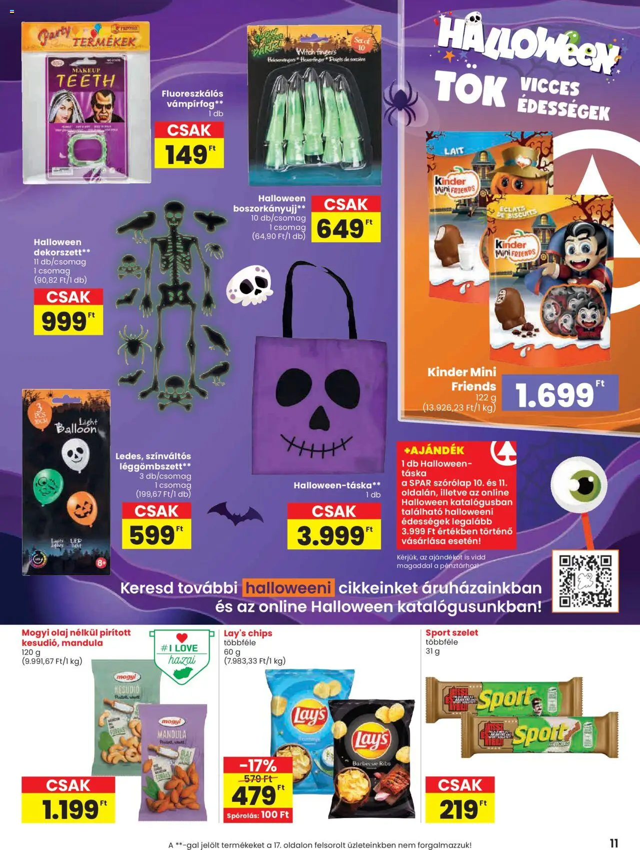 Spar akciós ujság - amely érvényes a következő dátumtól: 02.10.2025 | Oldal: 11 | Termékek: Chips, Édességek, Táska, Olaj