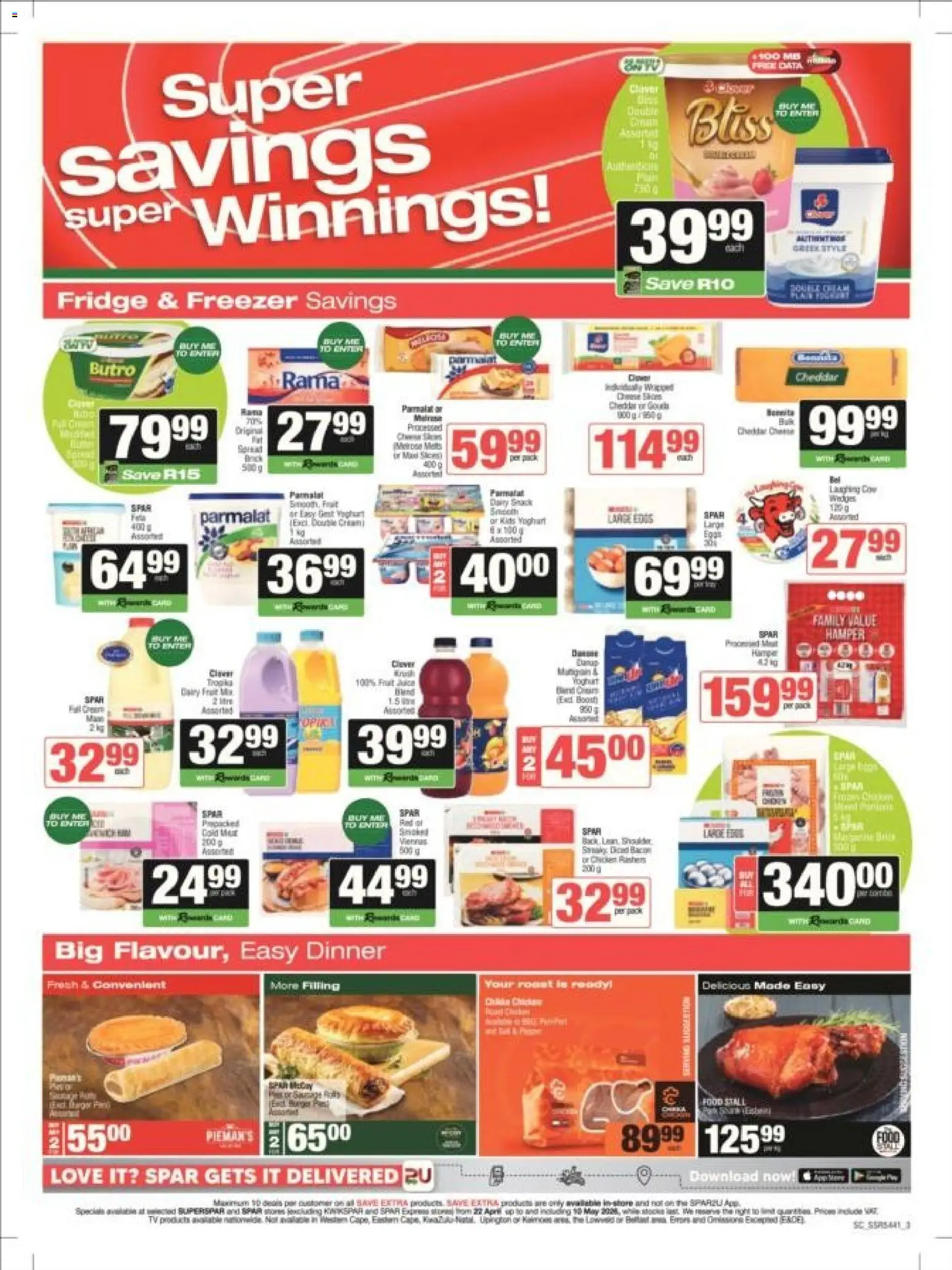 New Spar catalogue – valid from 22.04.2026 | Page: 3 | Products: Freezer, Fridge, Chicken, Fruit