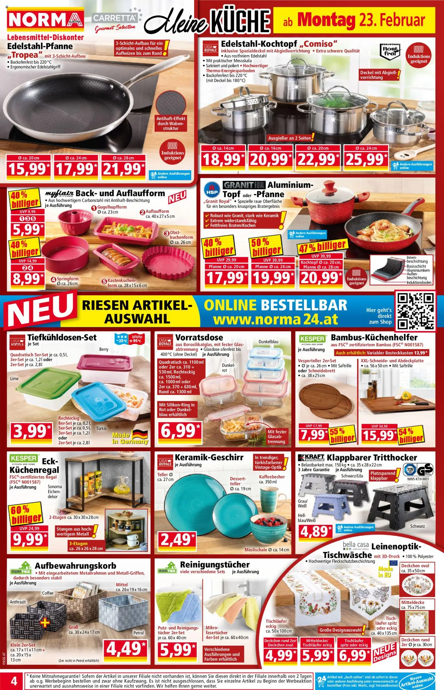 Norma Flugblatt gültig ab 23.02.2026 | Seite: 4 | Produkte: Obst, Regal, Tisch, Reinigungstücher