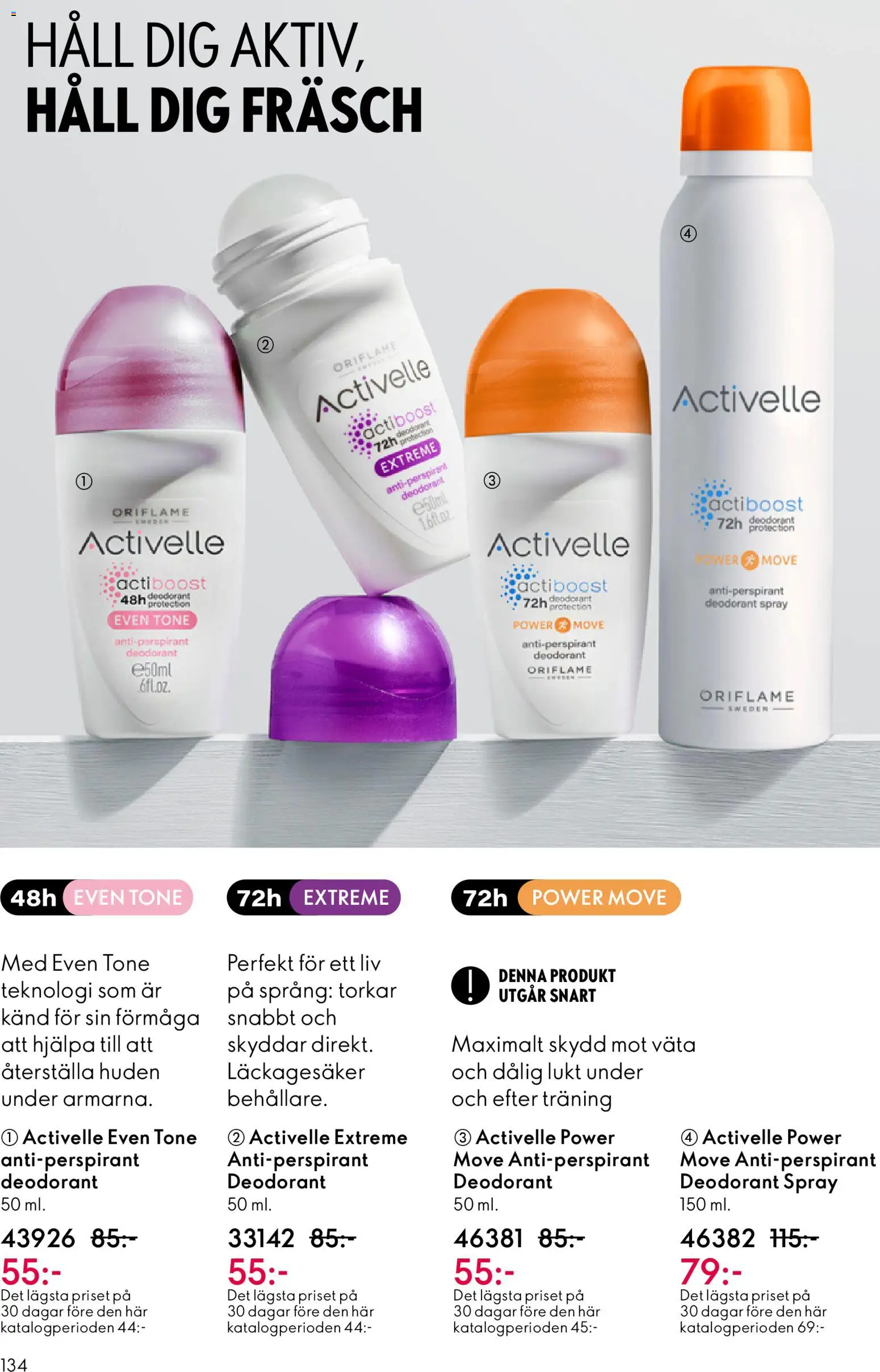 Oriflame reklamblad aktuell från 28.01.2026 | Sida: 134 | Produkter: Deodorant, Antiperspirant, Häll
