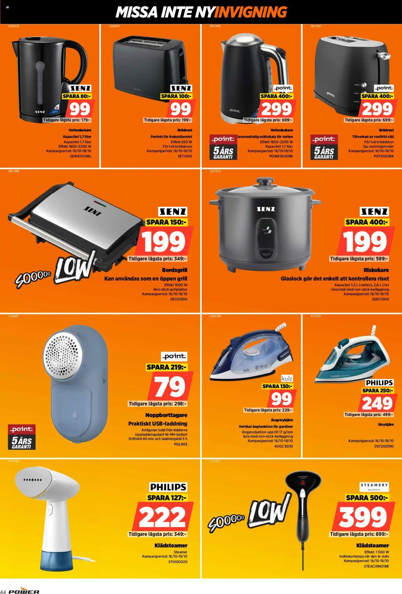Power reklamblad aktuell från 16.10.2025 | Sida: 44 | Produkter: Grill, Brödrost, Ris, Riskokare