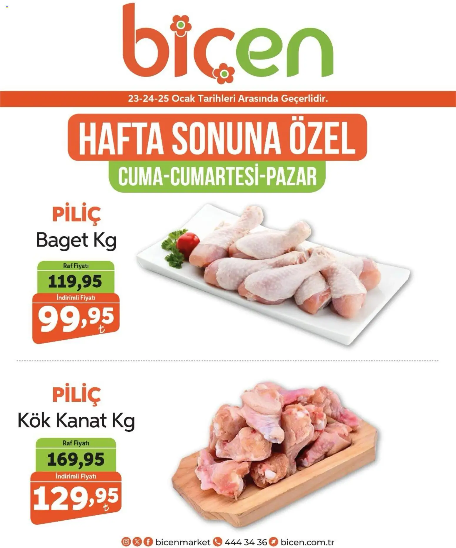 Biçen Market Hafta Sonuna Özel - Piliç Ürünleri  - 23.01.2026 tarihinden itibaren geçerlidir | Sayfa: 2 | Ürünler: Raf, Piliç, Ocak