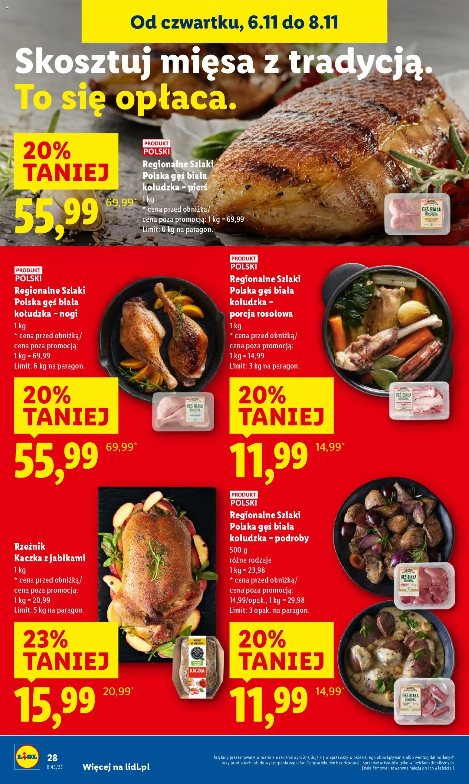 Lidl Gazetka od 06.11.2025 | Strona: 28 | Produkty: Gęś, Kaczka, Kaczka z jabłkami