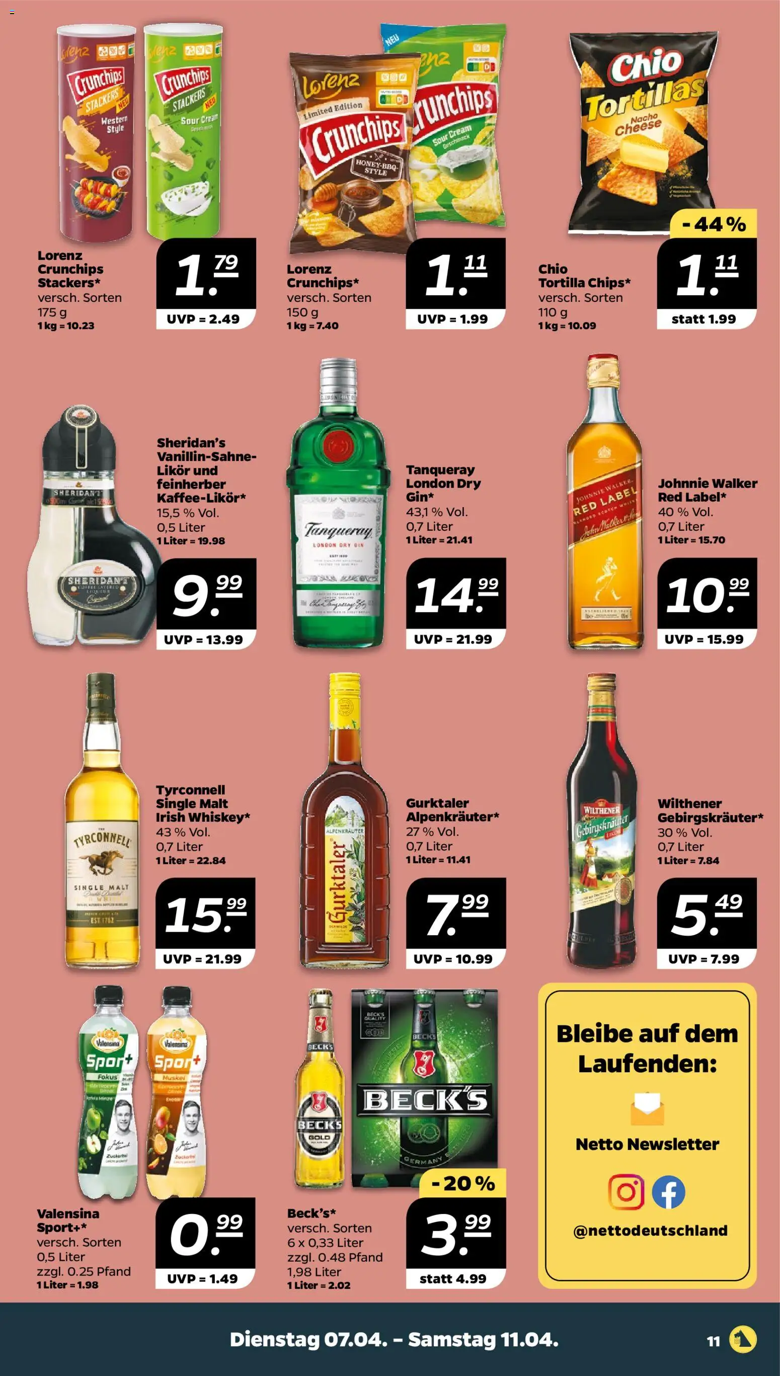 Netto Prospekt 	 – gültig ab 07.04.2026 | Seite: 11 | Produkte: Wilthener, Likör, Lorenz crunchips, Johnnie walker