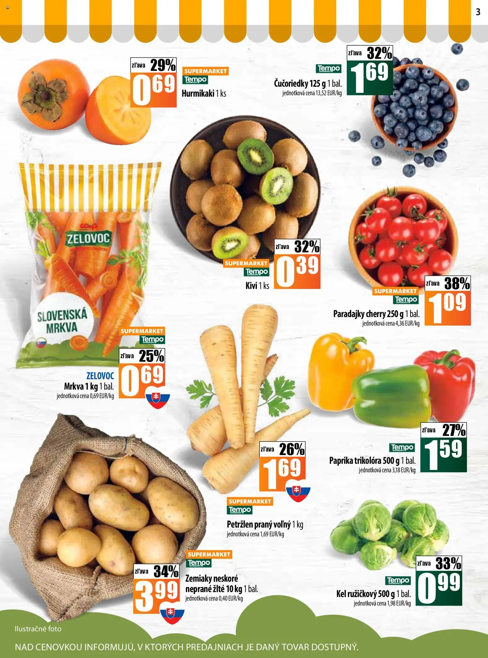 Nové COOP Jednota akcie – leták je platný od 23.10.2025 | Strana: 3 | Produkty: Paprika, Paradajky, Čučoriedky, Petržlen