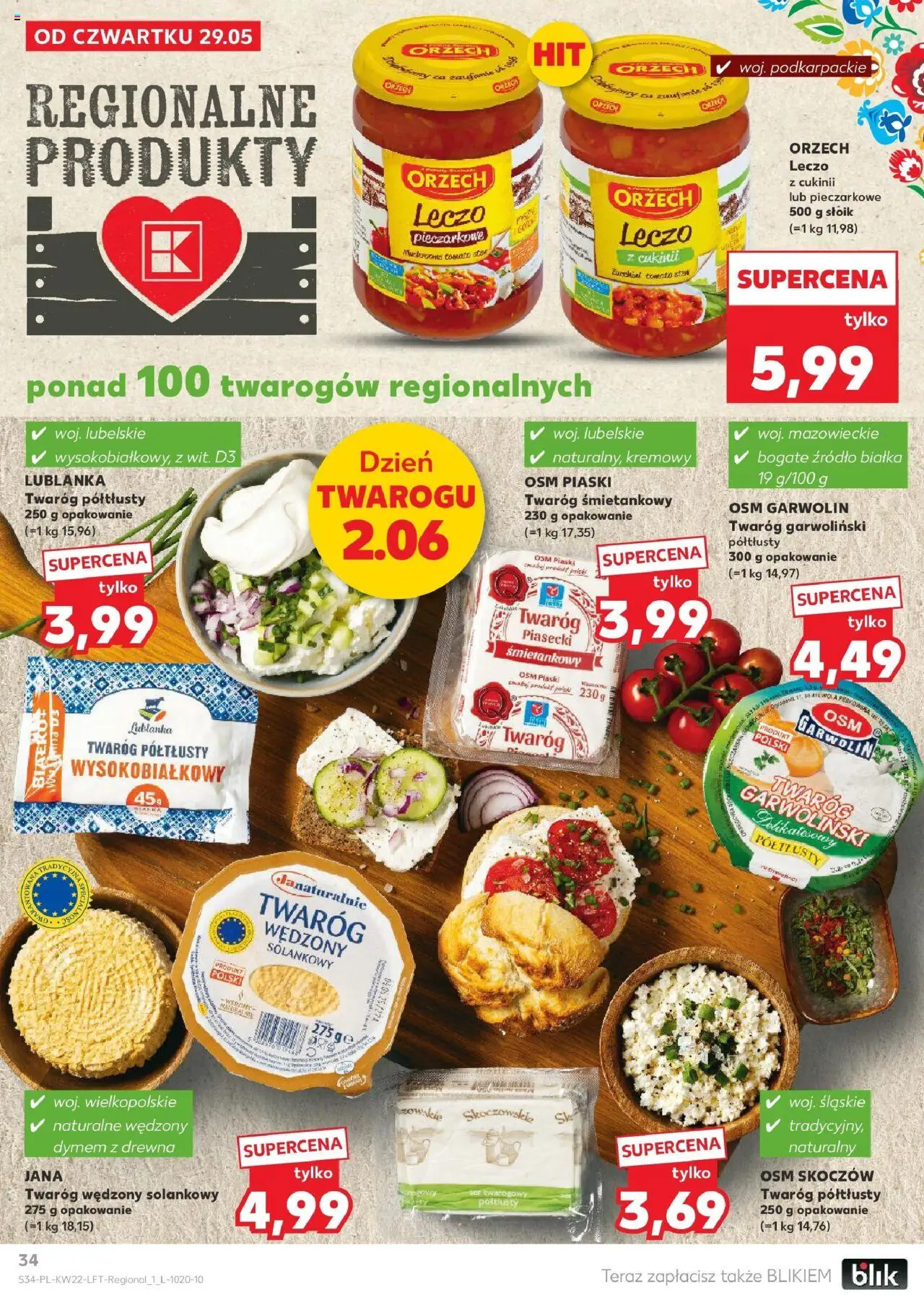 Kaufland gazetka od 29.05.2025 | Strona: 34 | Produkty: Twaróg półtłusty, Twaróg, Twaróg wędzony, Twaróg śmietankowy