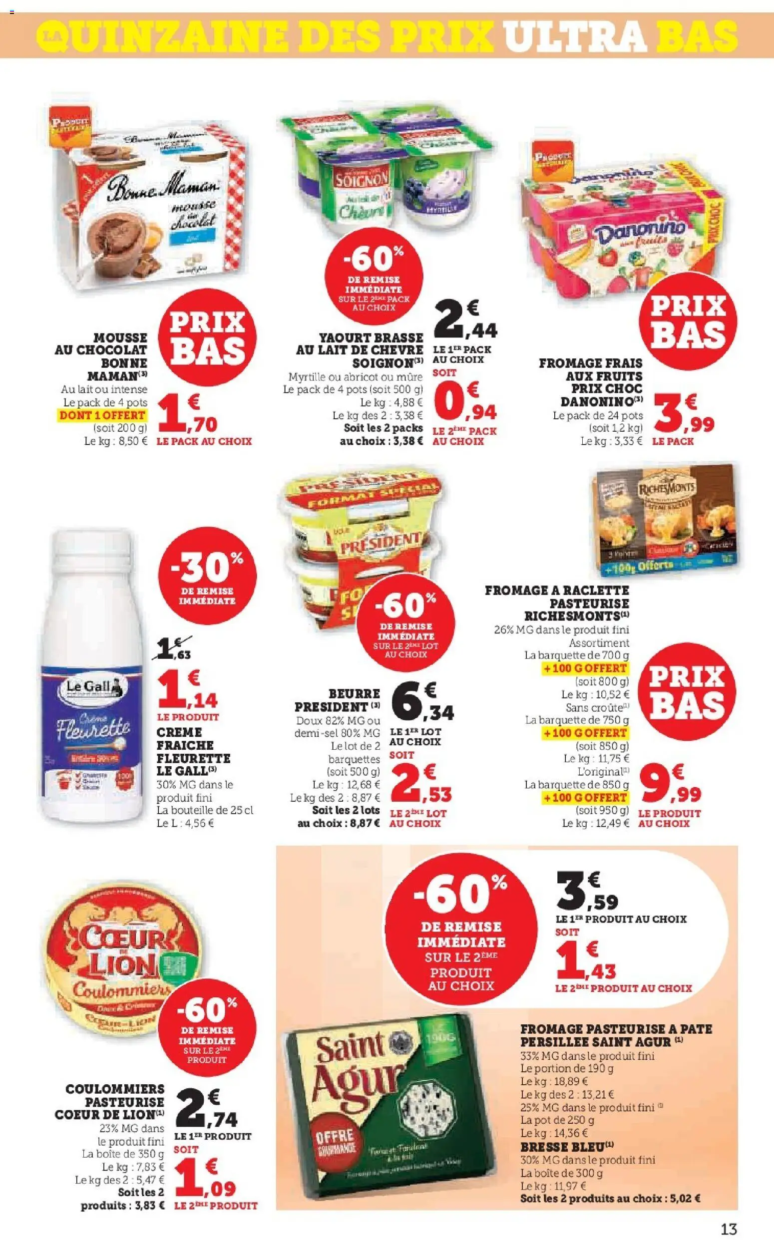 {H1} | Page: 13 | Produits: Fromage à raclette, Raclette, Fromage, Chocolat