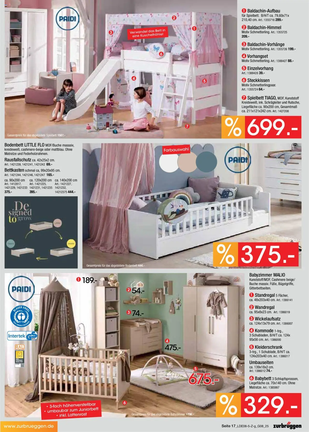 Zurbrüggen Prospekt Bonus Sonder-Tage - gültig ab dem 02.08.2025 | Seite: 17 | Produkte: Wandregal, Bett, Kommode, Lattenrost