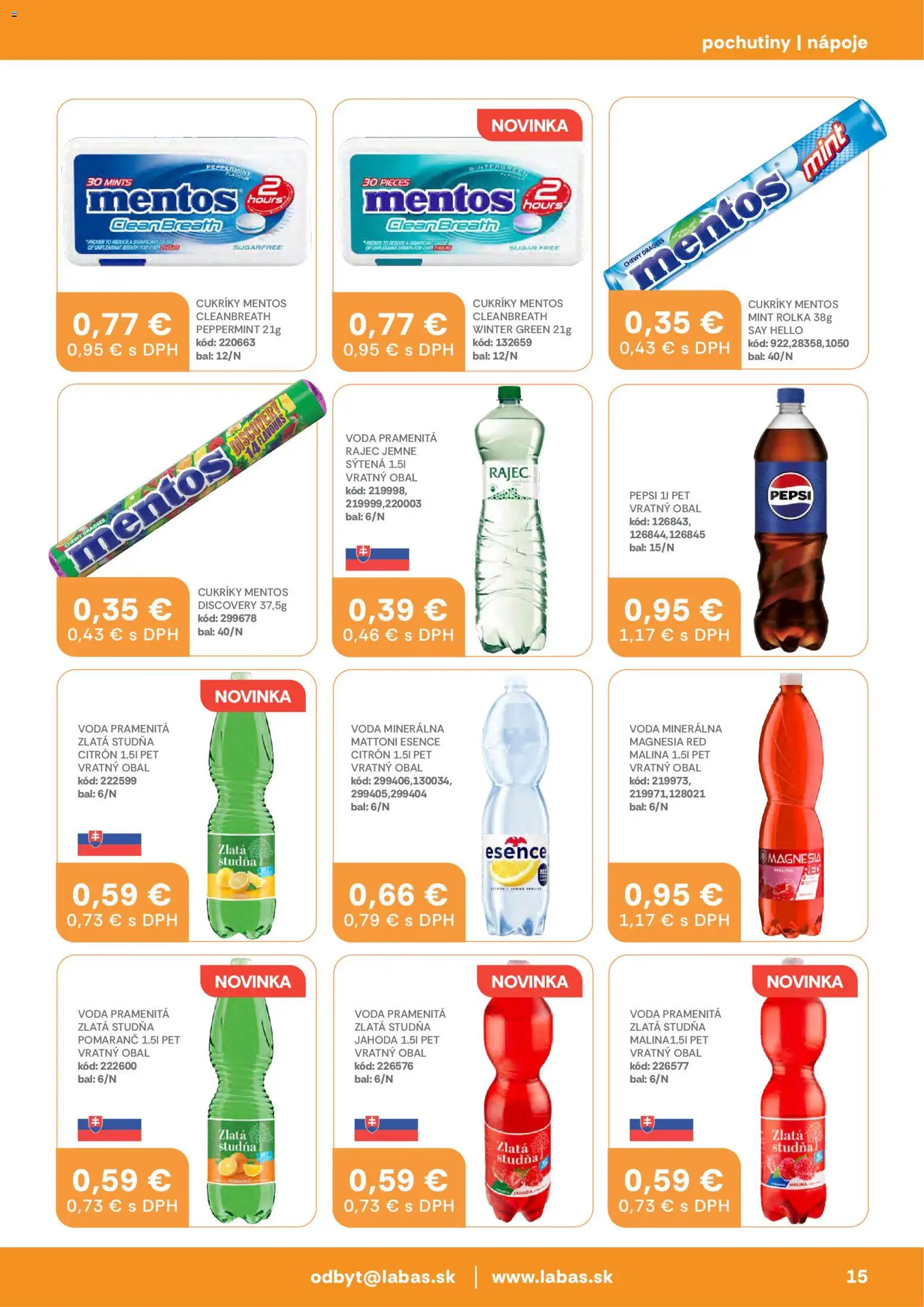 Nové Labaš akcie – leták je platný od 30.01.2026 | Strana: 15 | Produkty: Magnesia, Cukríky, Mattoni, Voda