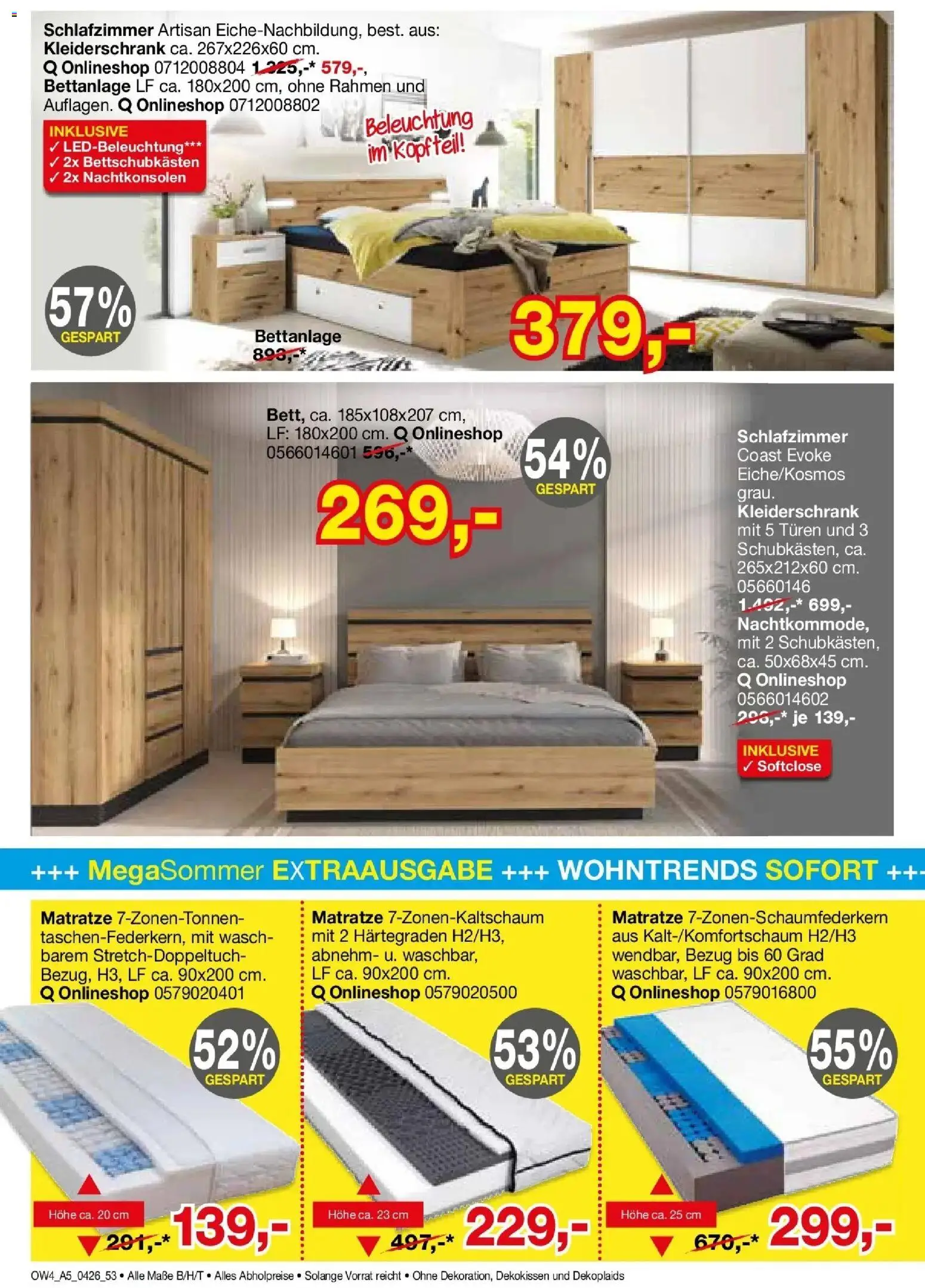 Angebote - Für Zuhause-Liebhaber – gültig ab 01.04.2026 | Seite: 52 | Produkte: Matratze, Kleiderschrank