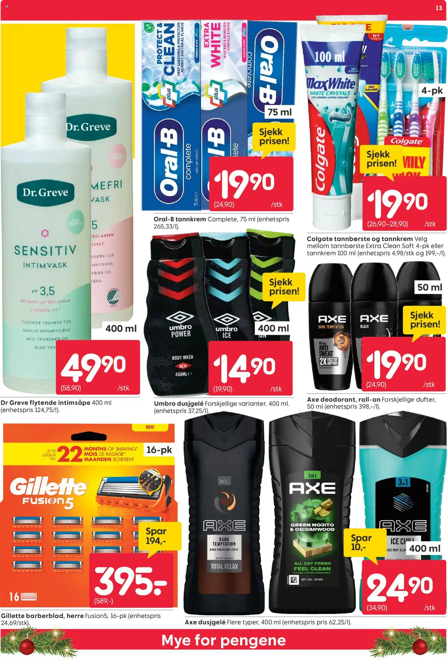 {H1} | Side: 13 | Produkter: Dusjgelé, Intimvask, Controller xbox, Vask