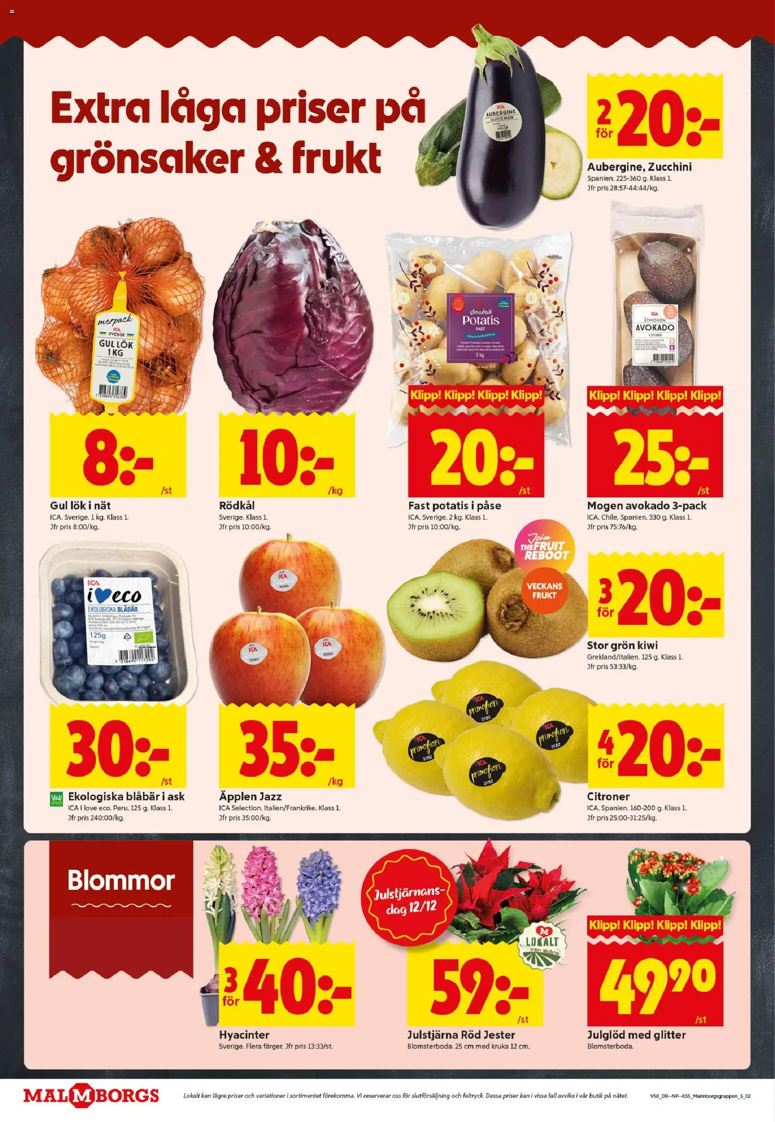 ICA Kvantum reklamblad aktuell från 08.12.2025 | Sida: 2 | Produkter: Kruka, Gul lök, Blåbär, Rödkål