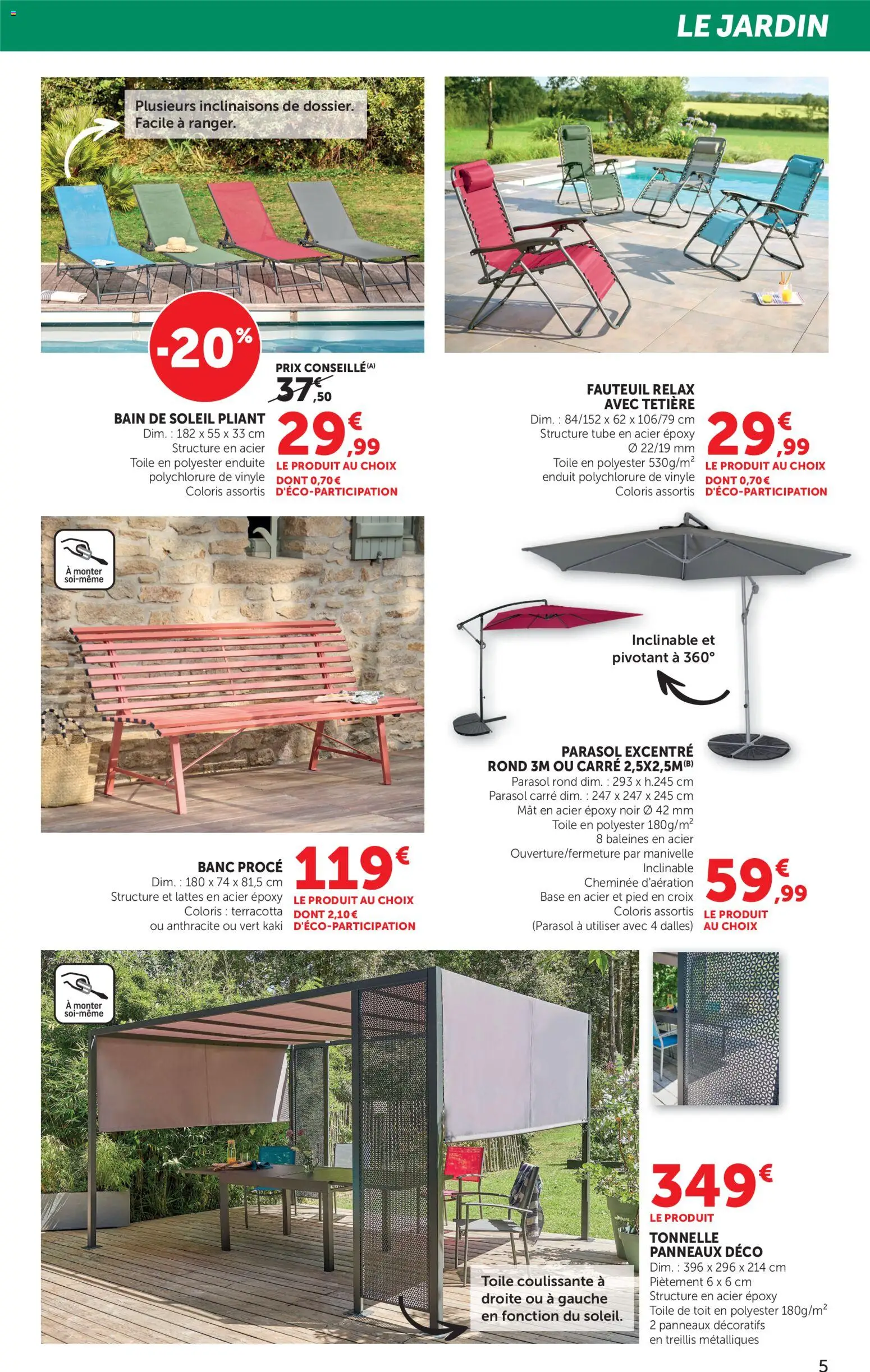 {H1} | Page: 5 | Produits: Base, Bain de soleil, Tonnelle, Fauteuil