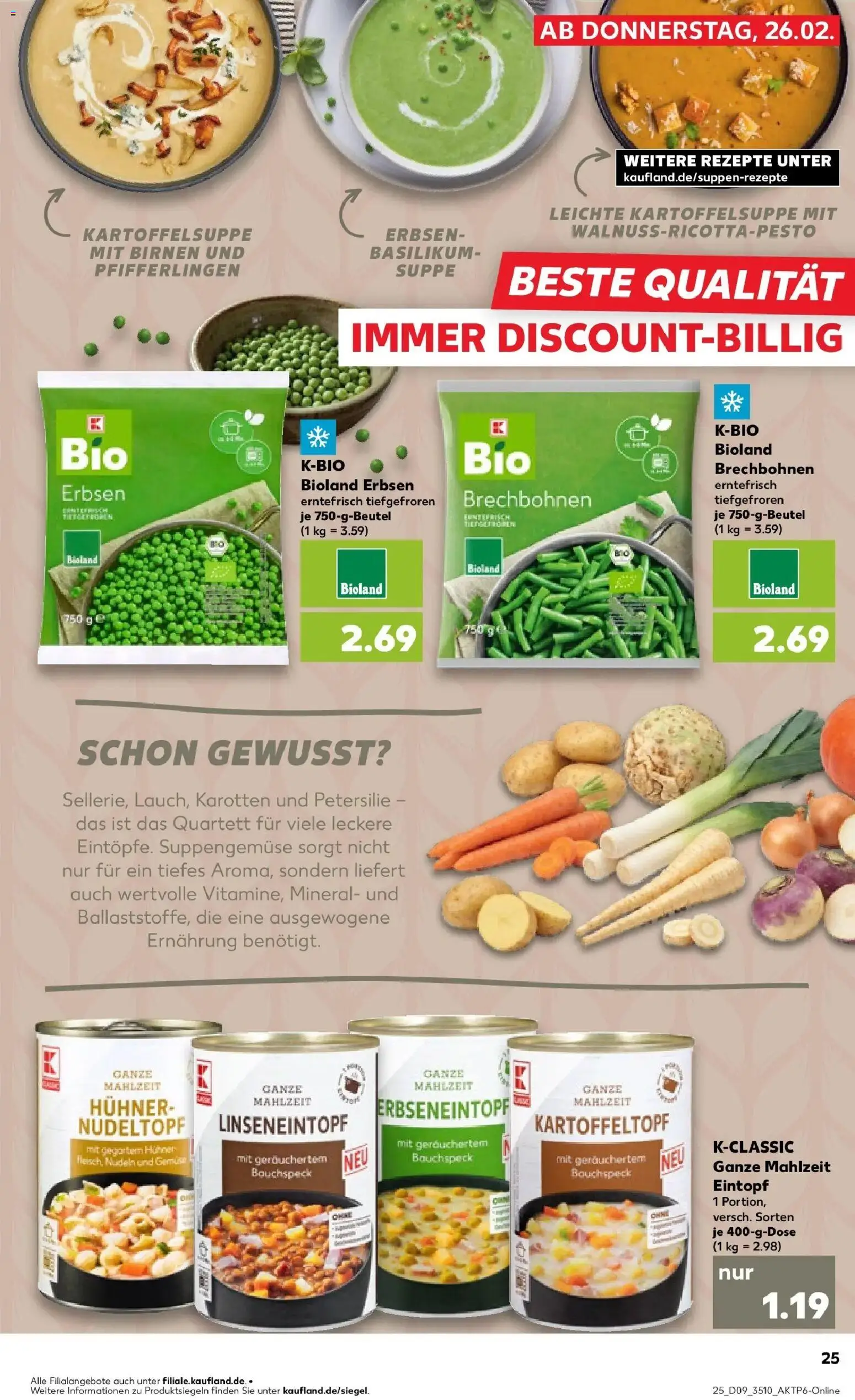 Kaufland prospekt Ahrensfelde	 – gültig ab 26.02.2026 | Seite: 25 | Produkte: Gemüse, Petersilie, Nudeln, Erbsen