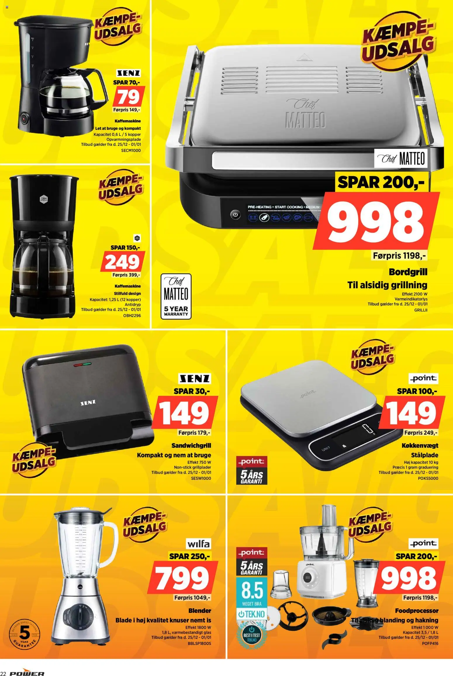 Power tilbudsavis – gyldig fra 25.12.2025 | Side: 22 | Produkter: Is, Foodprocessor, Køkkenvægt, Kaffemaskine
