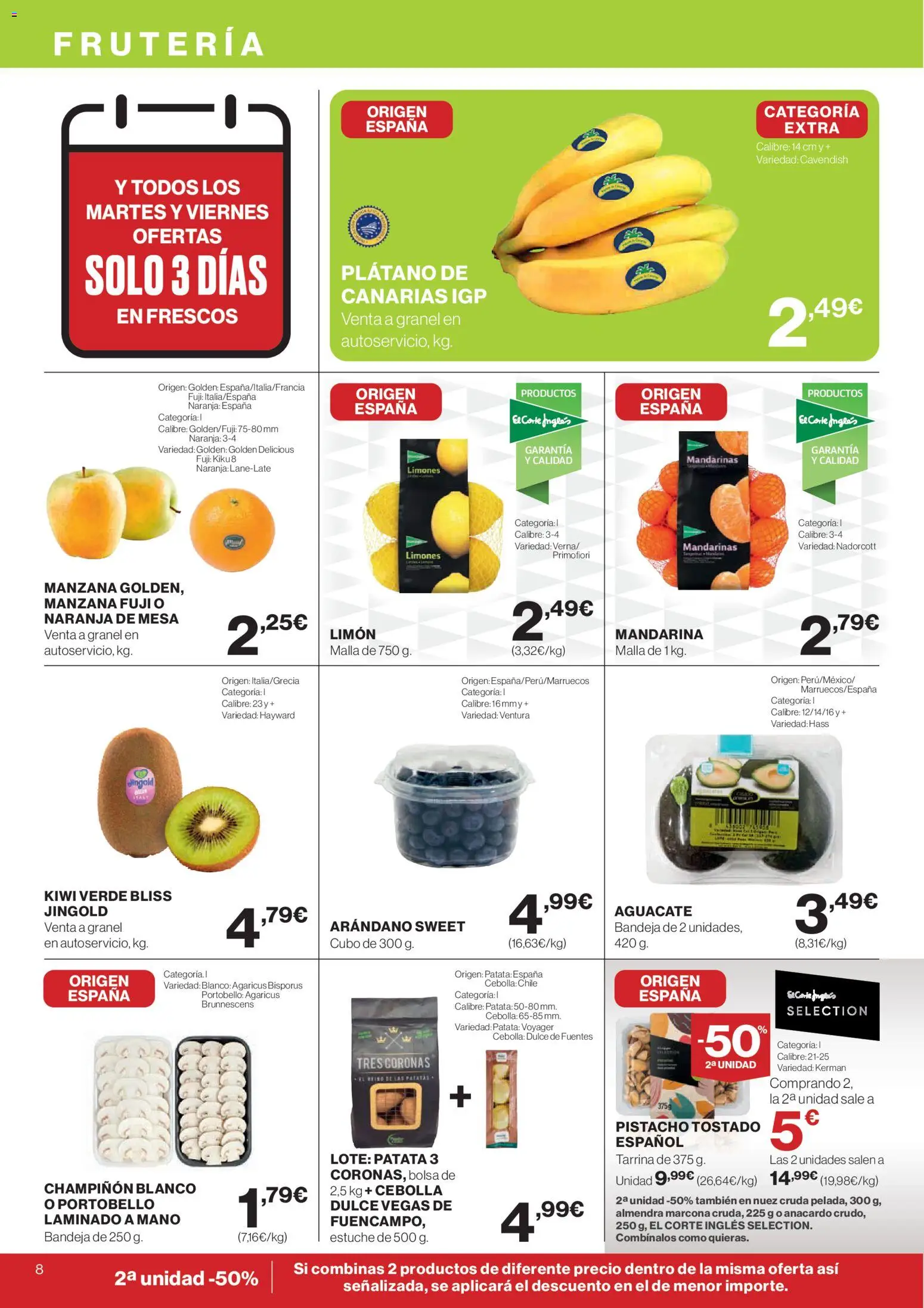Hipercor catálogo │ válido desde el 25.03.2026 | Página: 8 | Productos: Kiwi, Bolsa, Bandeja, Mesa