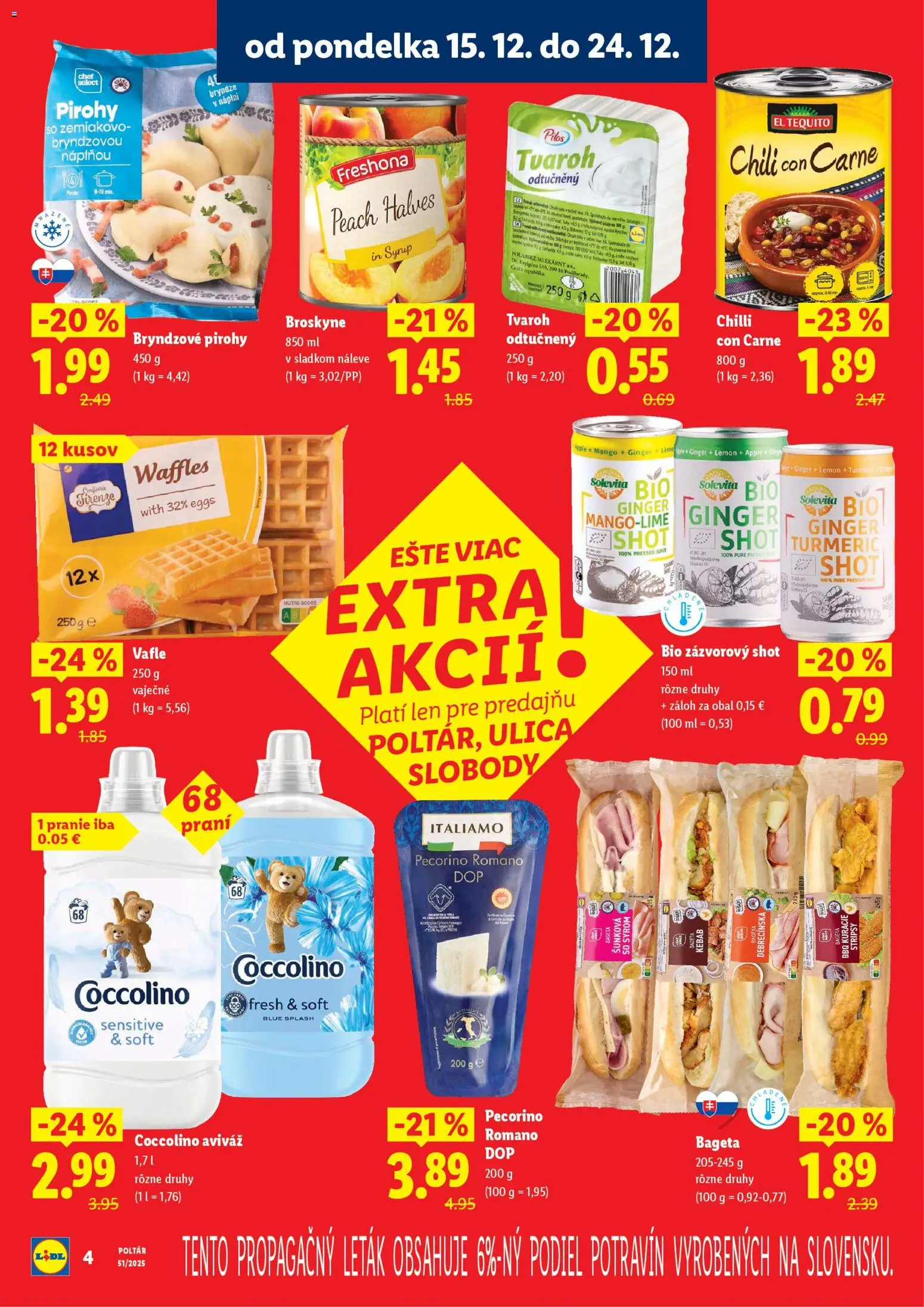 Nové Lidl akcie – leták je platný od 15.12.2025 | Strana: 4 | Produkty: Pirohy, Apple, Tvaroh, Mango