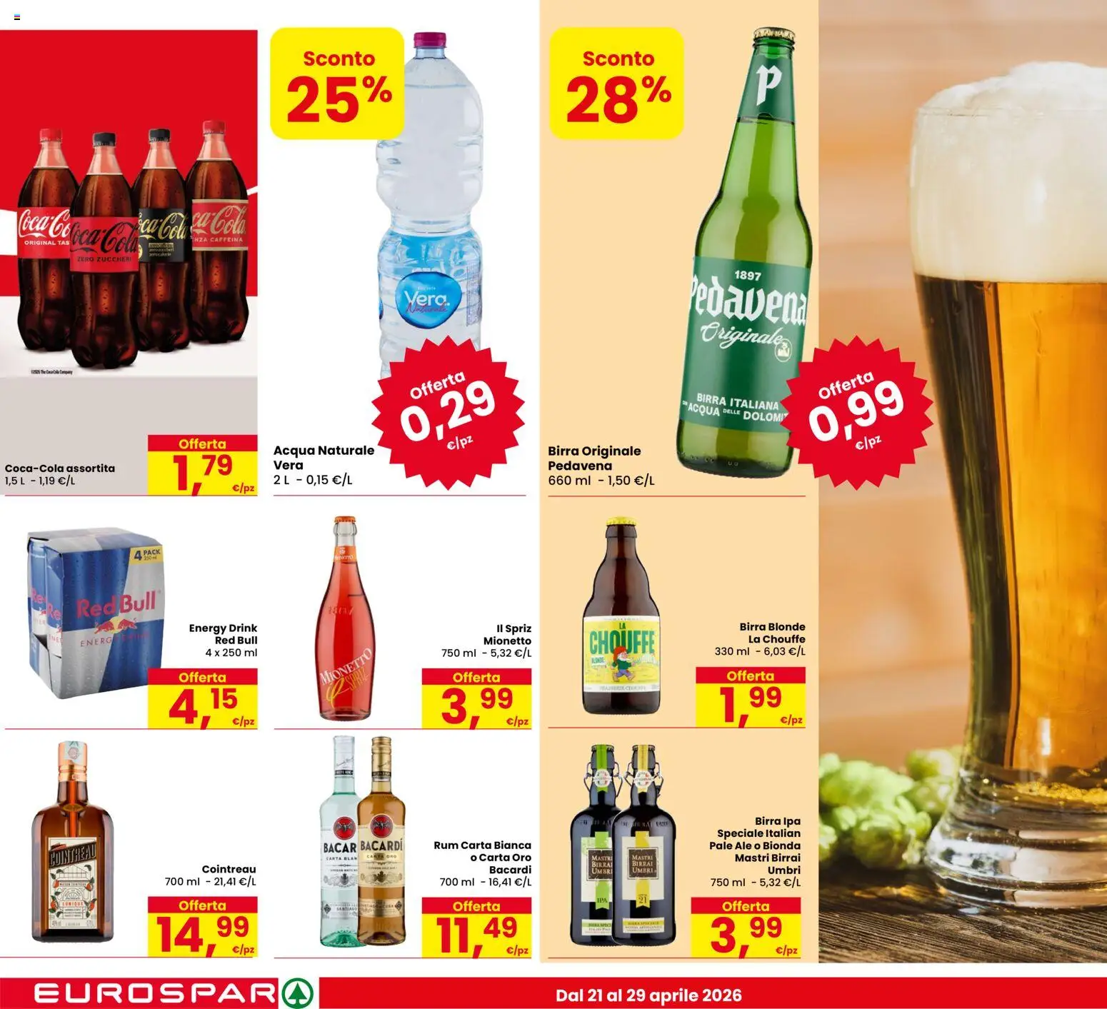 Volantino Despar del 21.04.2026 | Pagina: 16 | Prodotti: Birra, Acqua, Rum, Acqua naturale