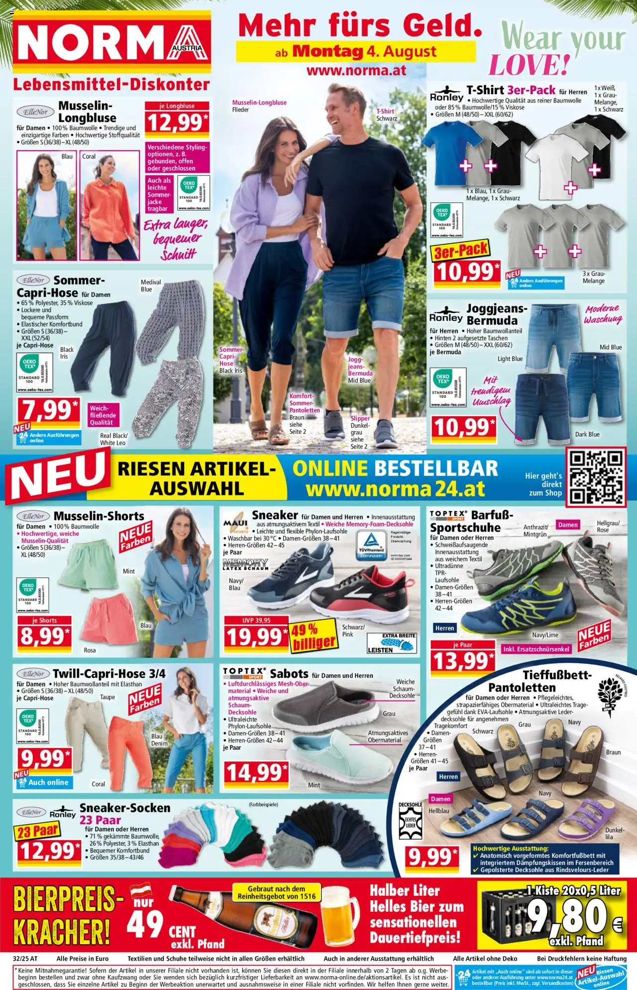 Norma Flugblatt gültig ab 04.08.2025 | Seite: 1 | Produkte: Jacke, Hose, Jeans, Bier
