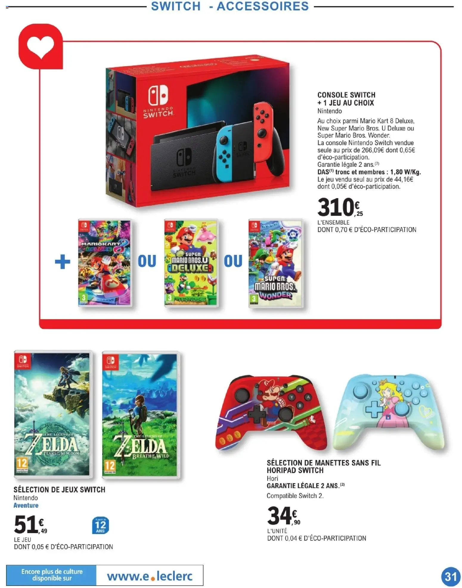 {H1} | Page: 31 | Produits: Vidéo, console Nintendo Switch, Jeux