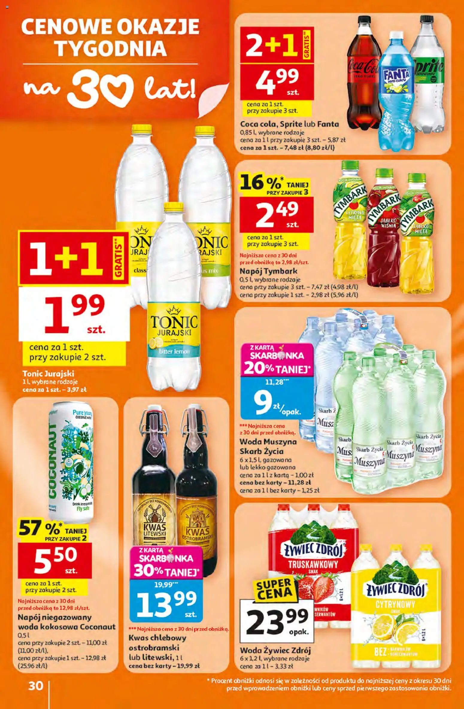 Auchan gazetka - 30 Lat Hipermarket od 16.04.2026 | Strona: 30 | Produkty: Woda kokosowa, Kwas chlebowy, Sprite, Woda