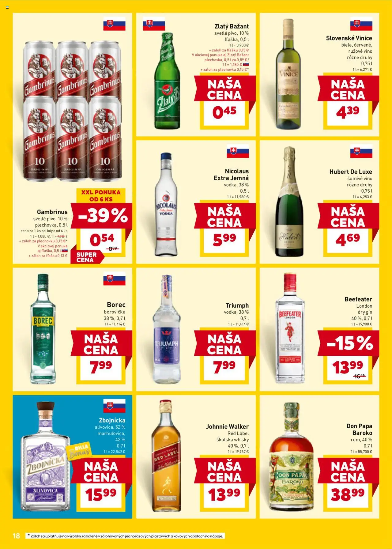 Nové Billa akcie – leták je platný od 08.10.2025 | Strana: 18 | Produkty: Beefeater, Borovička, Slivovica, Vodka