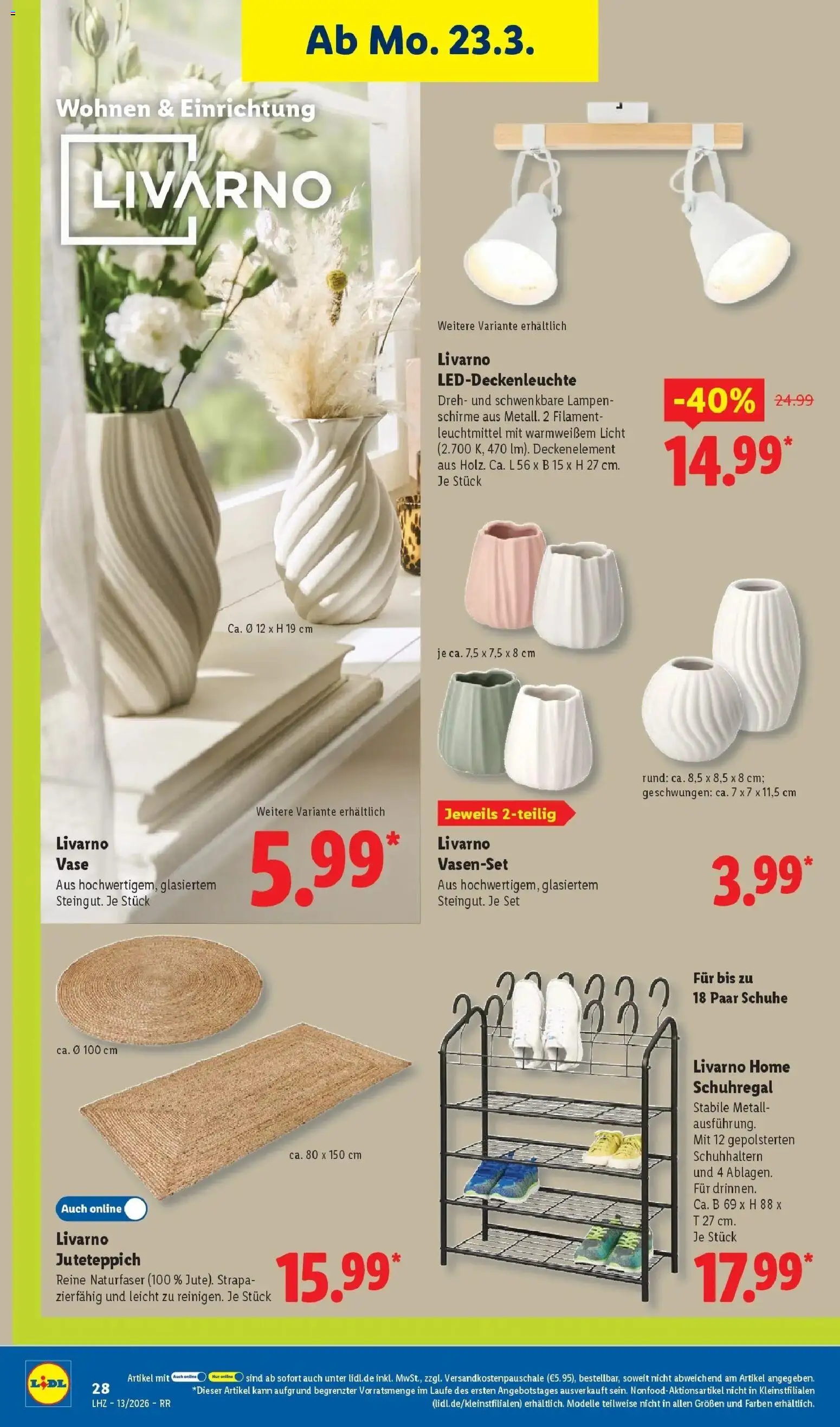 Lidl Prospekt Hagen – gültig ab 23.03.2026 | Seite: 44 | Produkte: Vase, Schuhregal