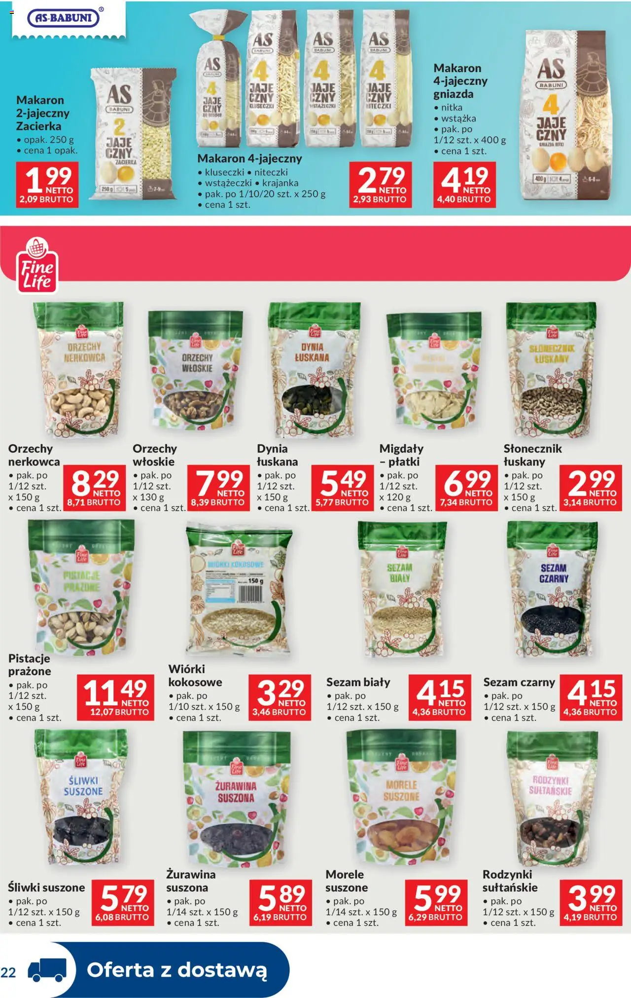 Makro Gazetka - Dystrybucja do sklepów od 14.10.2025 | Strona: 22 | Produkty: Wiórki kokosowe, Śliwki suszone, Płatki, Sezam
