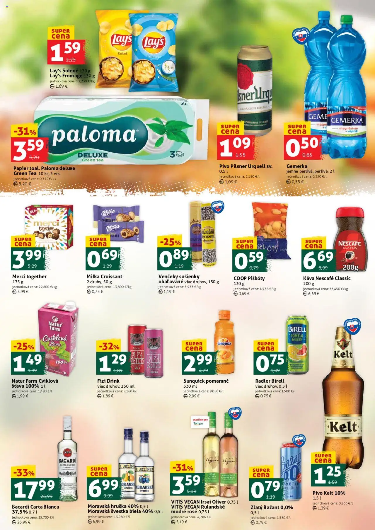 COOP Jednota víkendová ponuka │ platný od 01.08.2025 | Strana: 3 | Produkty: Pilsner Urquell, Káva, Zlatý Bažant, Milka