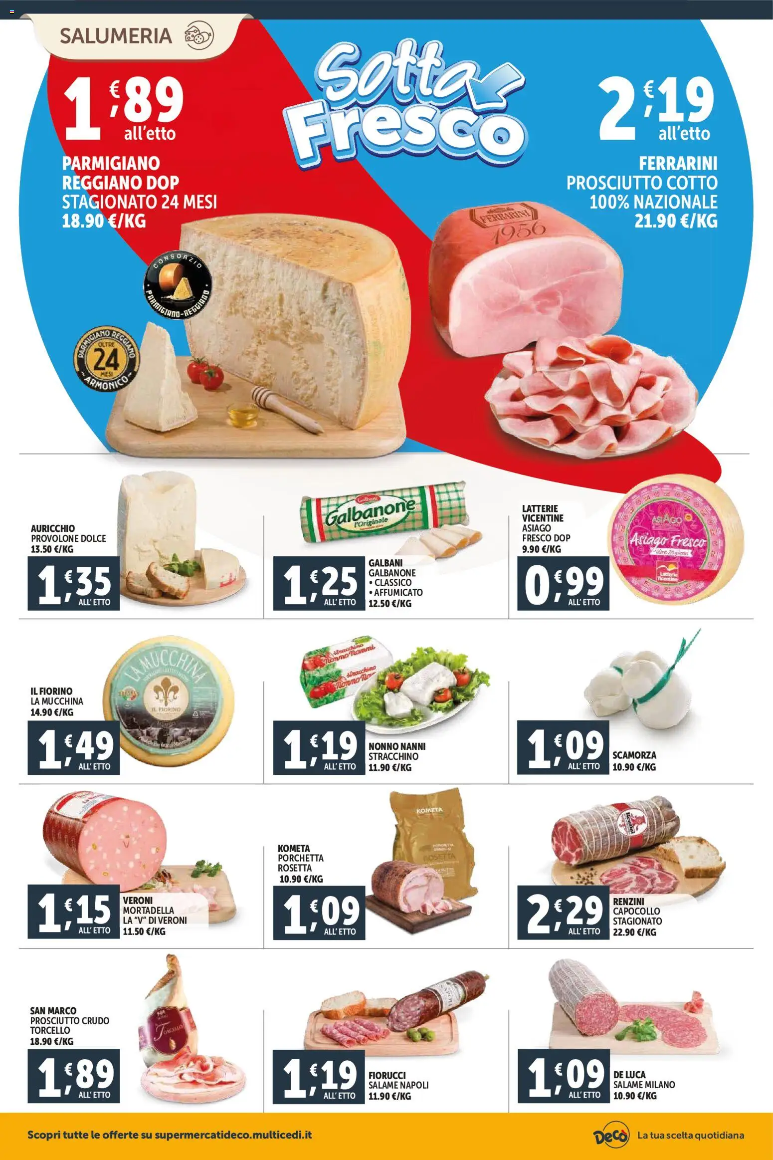 Volantino Decò del 23.02.2026 | Pagina: 2 | Prodotti: Prosciutto Crudo, Prosciutto, Stracchino, Parmigiano reggiano
