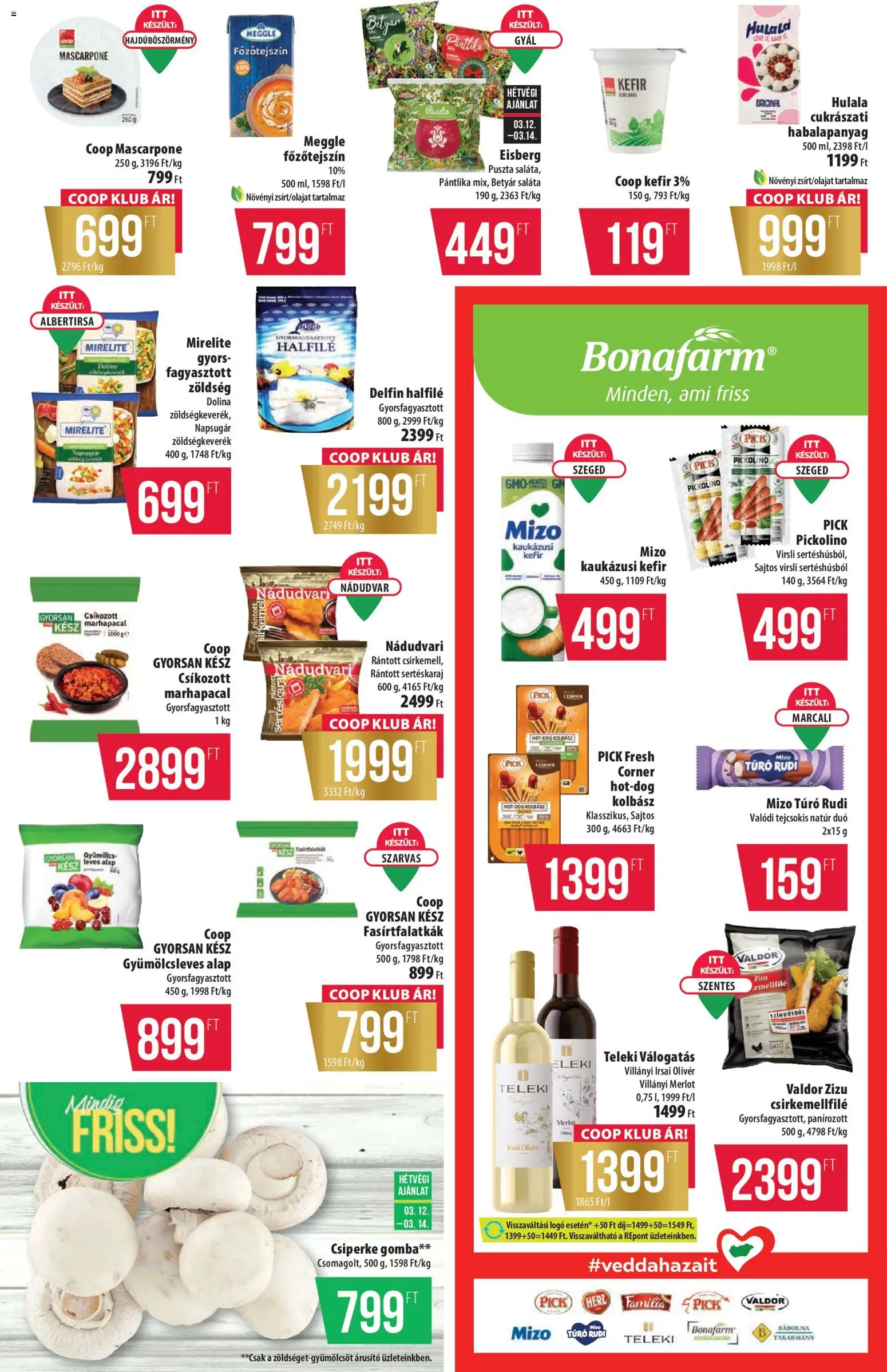 COOP akciós ujság - amely érvényes a következő dátumtól: 12.03.2026 | Oldal: 3 | Termékek: Gyümölcs, Főzőtejszín, Mascarpone, Kaukázusi kefír