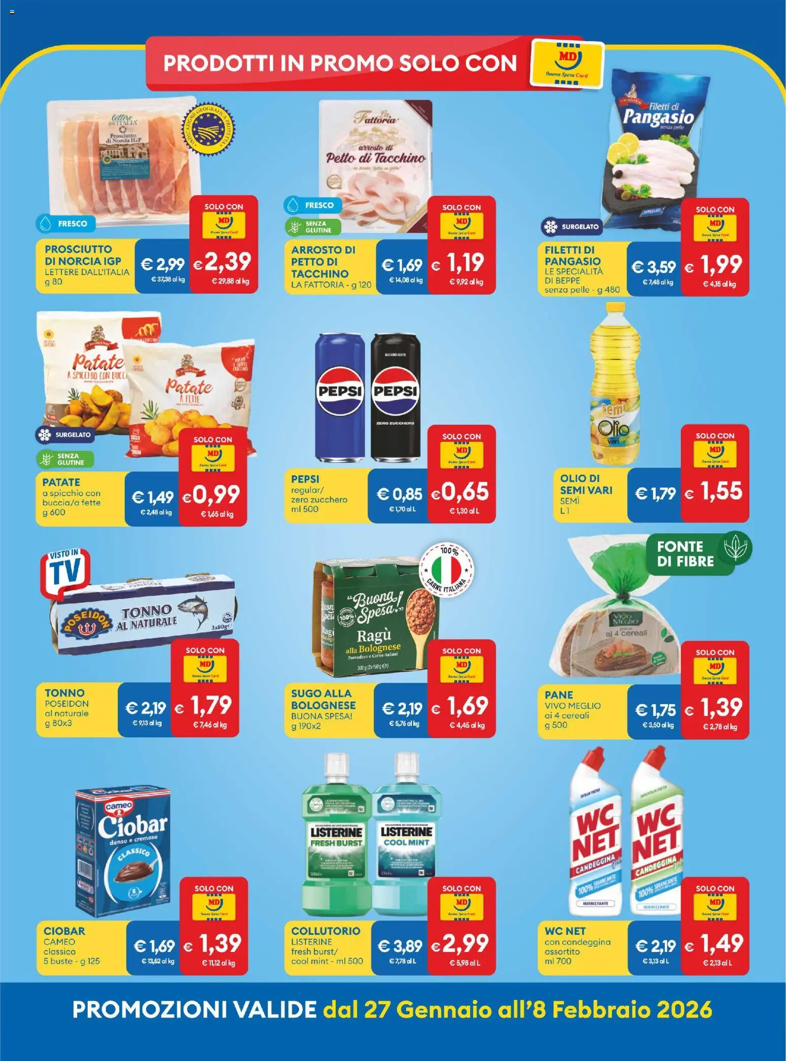 Volantino MD Discount del 27.01.2026 | Pagina: 10 | Prodotti: Cereali, Candeggina, Patate, Tonno