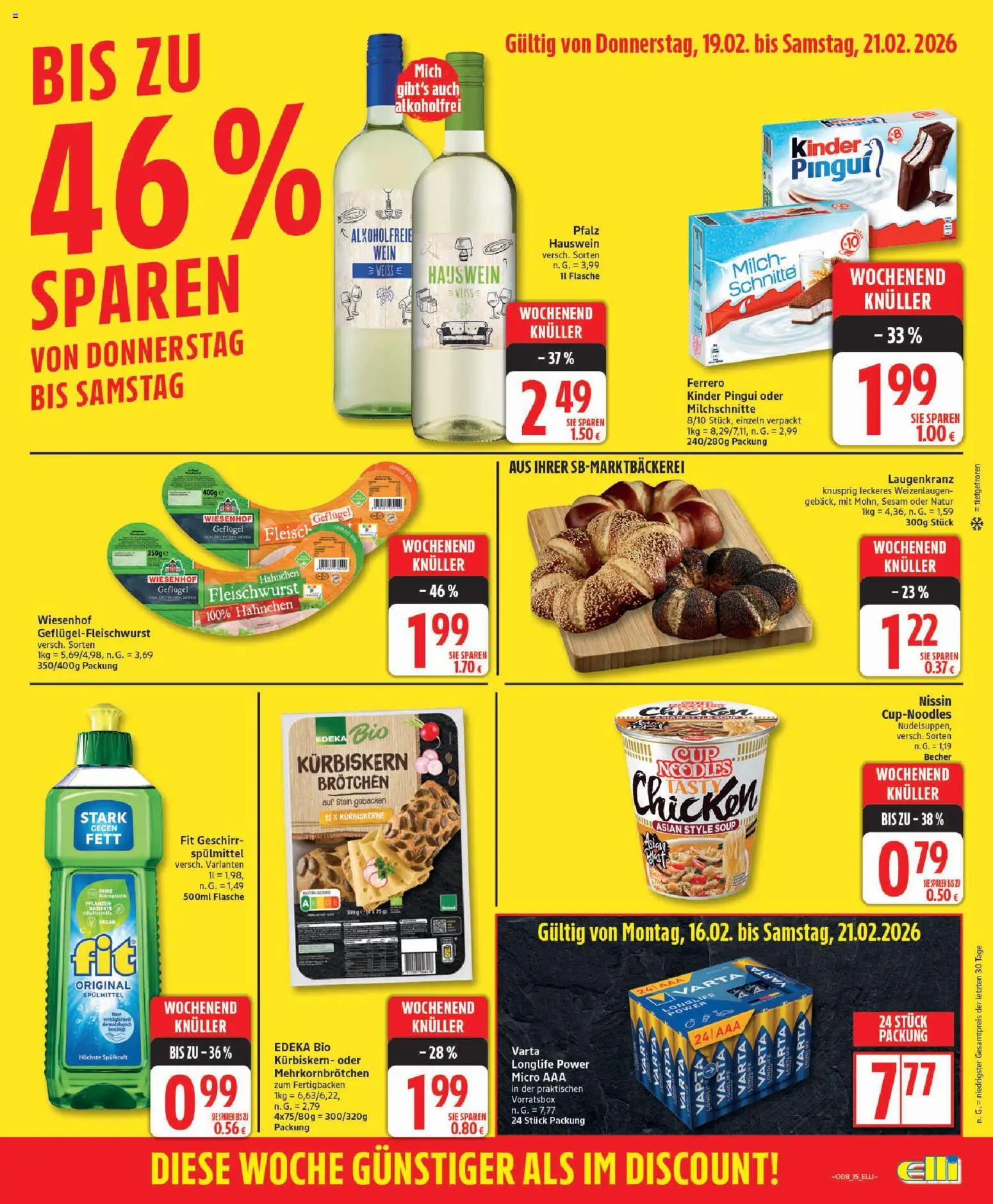 Elli Markt - Broschüre – gültig ab 16.02.2026 | Seite: 15 | Produkte: Hahnchen, Milch, Fleisch