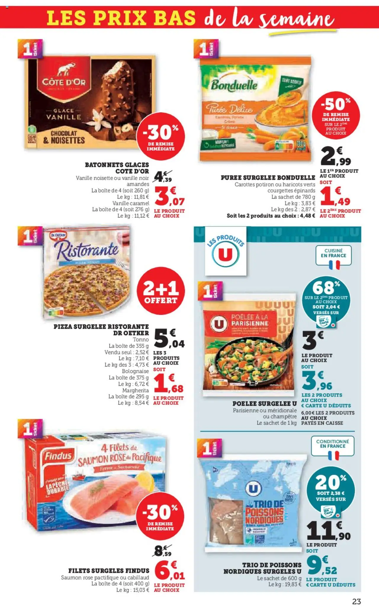 {H1} | Page: 23 | Produits: Glaces, Pizza surgelée, Noisettes, Haricots verts