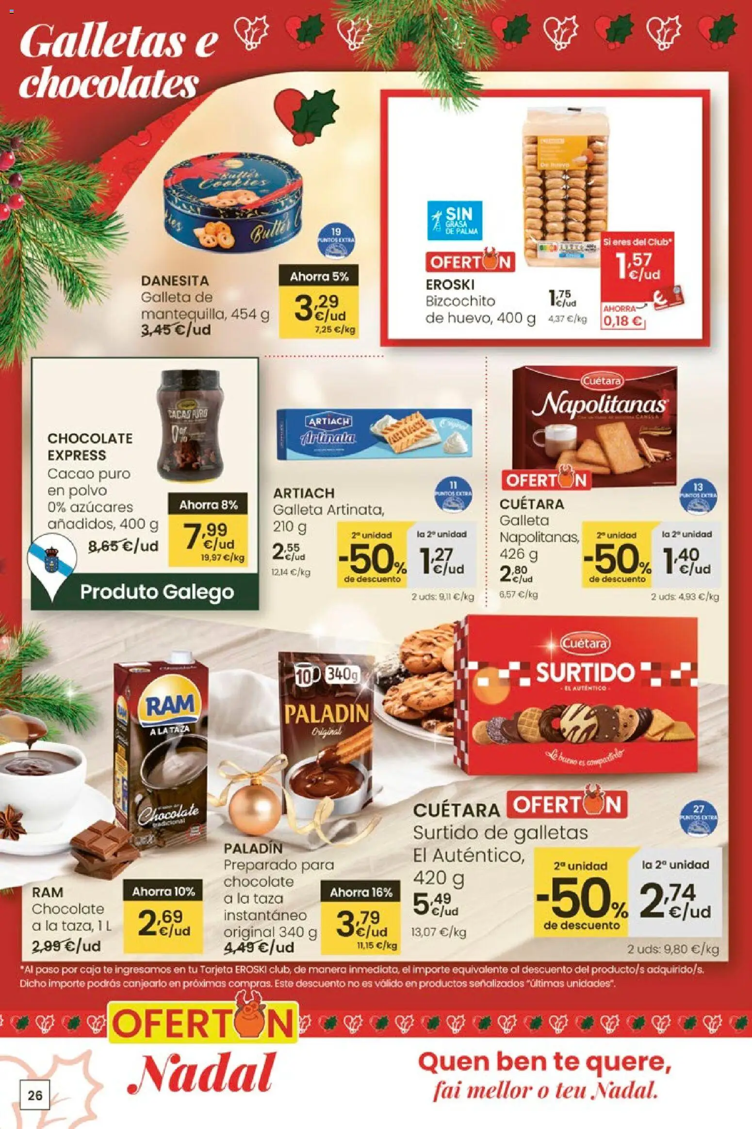 Eroski - Center │ válido desde el 27.11.2025 | Página: 26 | Productos: Polvo, Galletas, Φρυγανιές σικάλεως, Caja