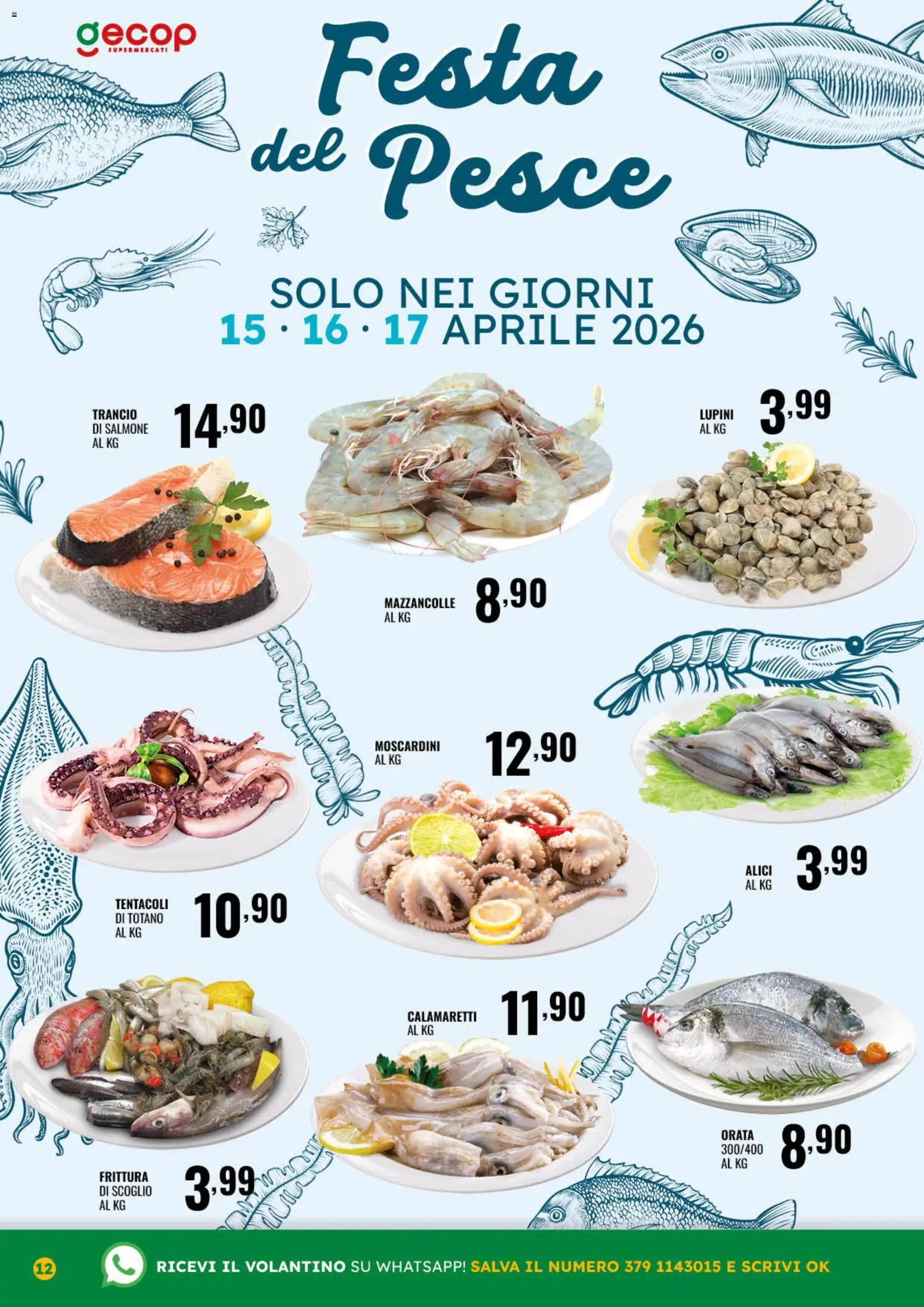 Volantino GECOP del 07.04.2026 | Pagina: 12 | Prodotti: Lupini, Pesce, Mazzancolle, Orata