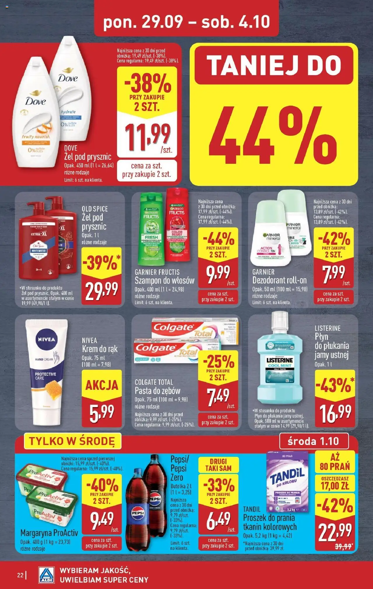 Aldi Gazetka od 29.09.2025 | Strona: 22 | Produkty: Prysznic, Szampon, Żel pod prysznic, Proszek do prania