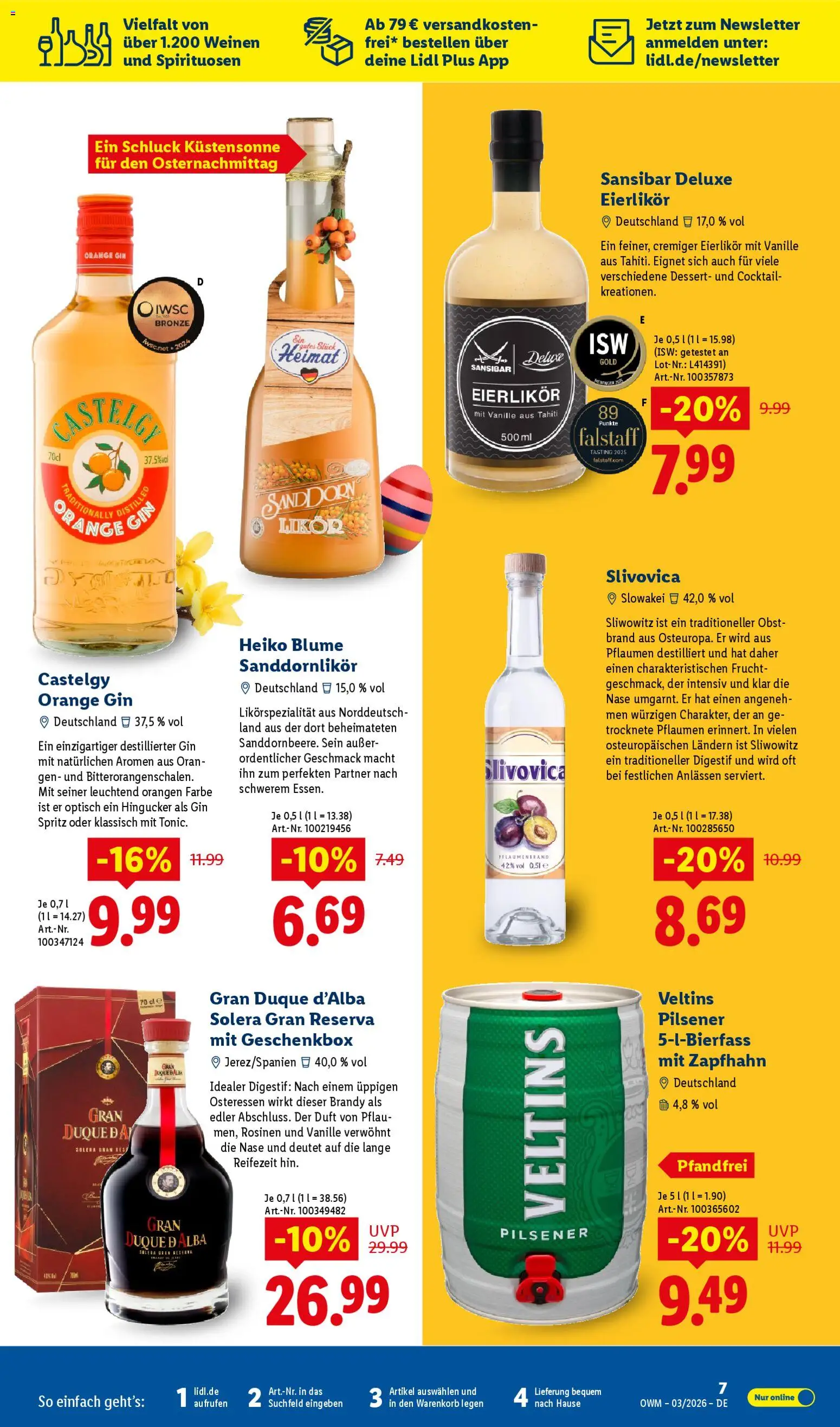 Lidl Německo leták - März od 01.03.2026 | Strana: 7 | Produkty: Gin, Spritz, Brandy, Deluxe