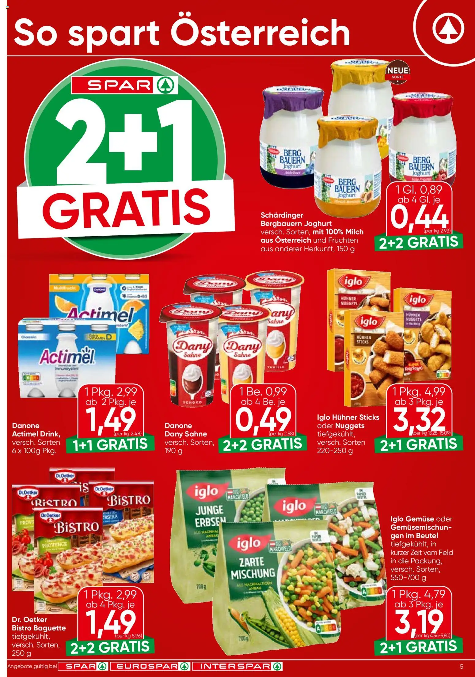 Spar Flugblatt - Salzburg gültig ab 20.11.2025 | Seite: 5 | Produkte: Sahne, Gemüse, Milch, Joghurt