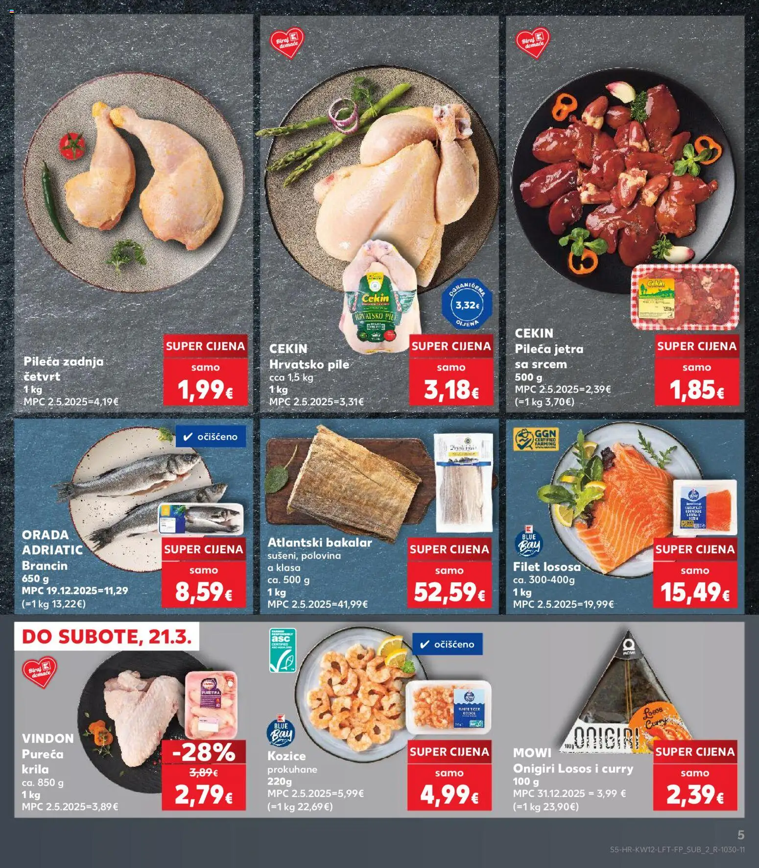 Kaufland katalog | vrijedi od 18.03.2026 | Stranica: 5 | Proizvodi: Brancin, Losos, Bakalar, Kozice