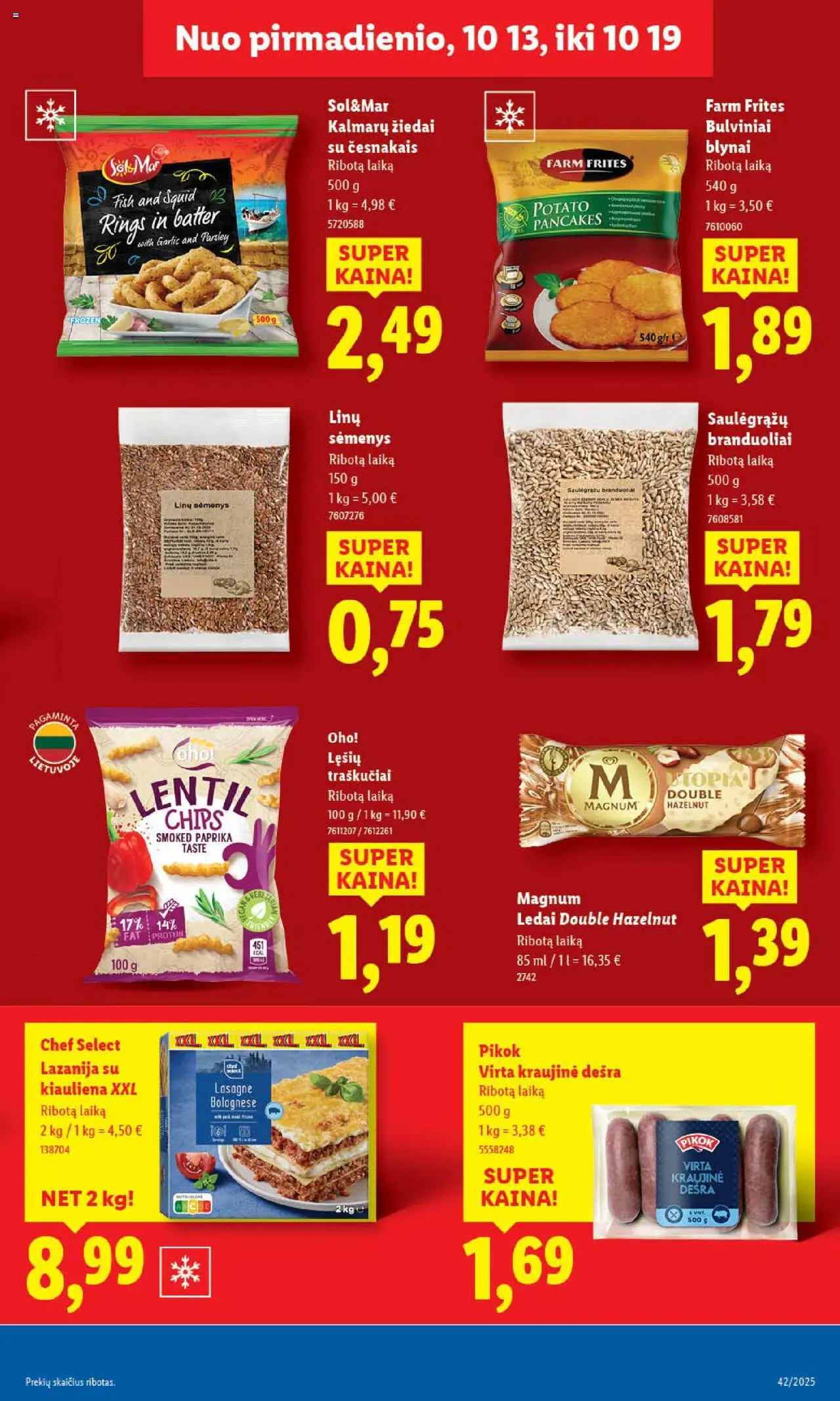 LIDL akcijos nuo 16.10.2025 | Puslapis: 49 | Prekių: Ledai, Dešra, Kiauliena, Traškučiai