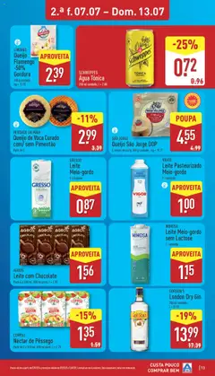 Aldi folheto │ válido de 07.07.2025 | Página: 13 | Produtos: Leite, Queijo, Chocolate, Gin