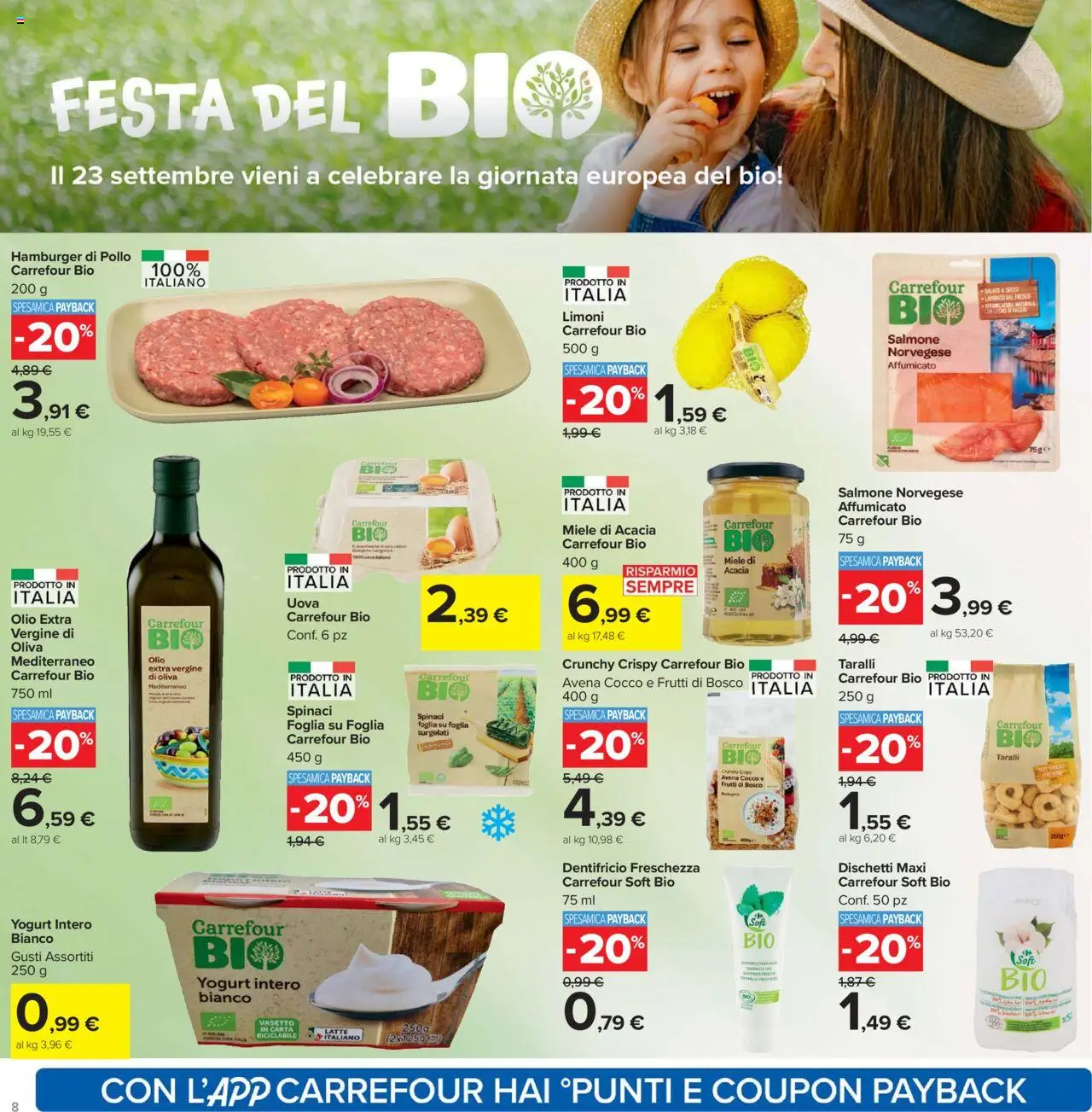 Volantino Carrefour del 15.09.2025 | Pagina: 8 | Prodotti: Dentifricio, Olio, Spinaci, Cocco