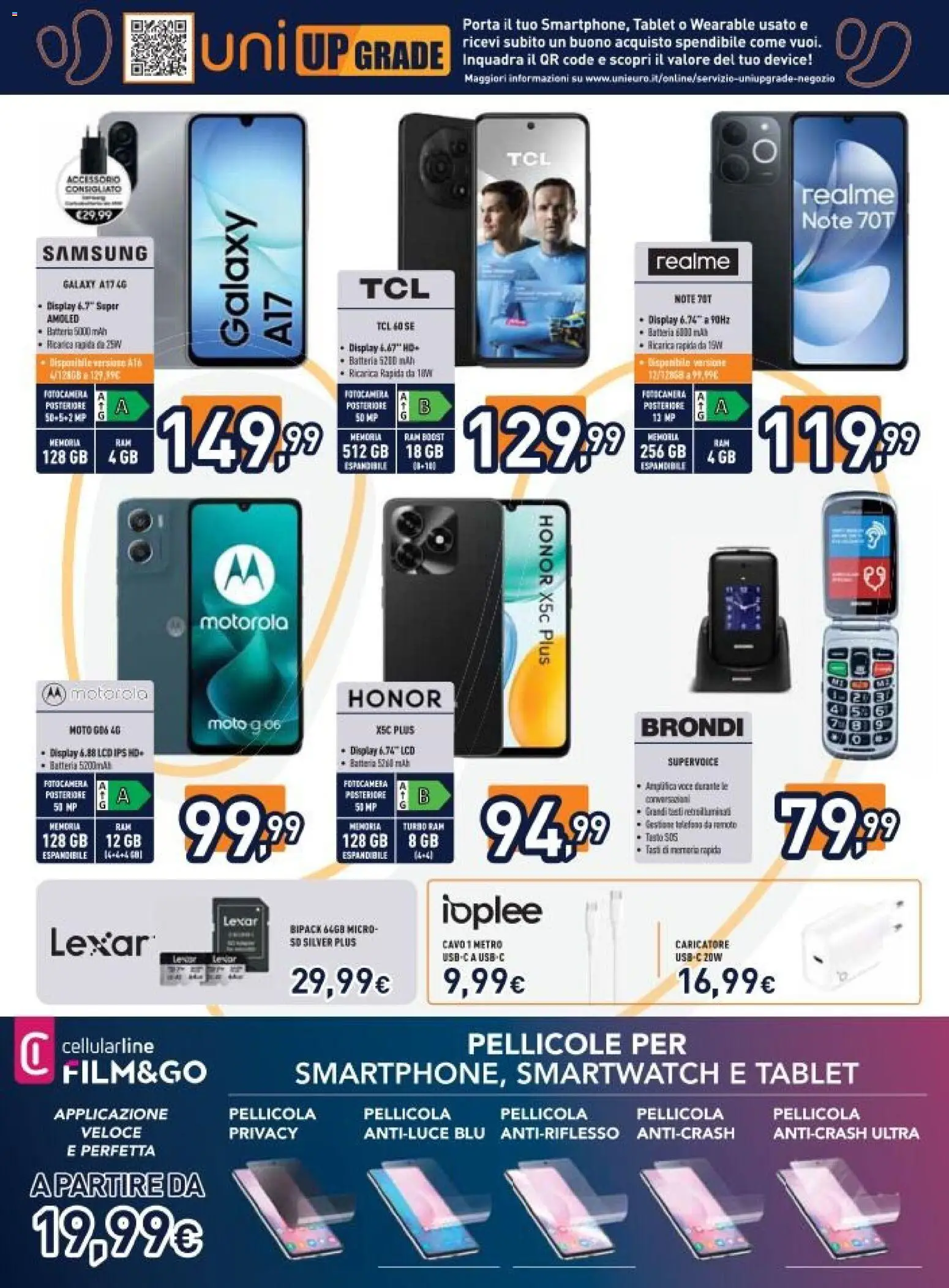 Volantino Unieuro del 17.04.2026 | Pagina: 9 | Prodotti: Tablet, Fotocamera, Cavo, Smartwatch